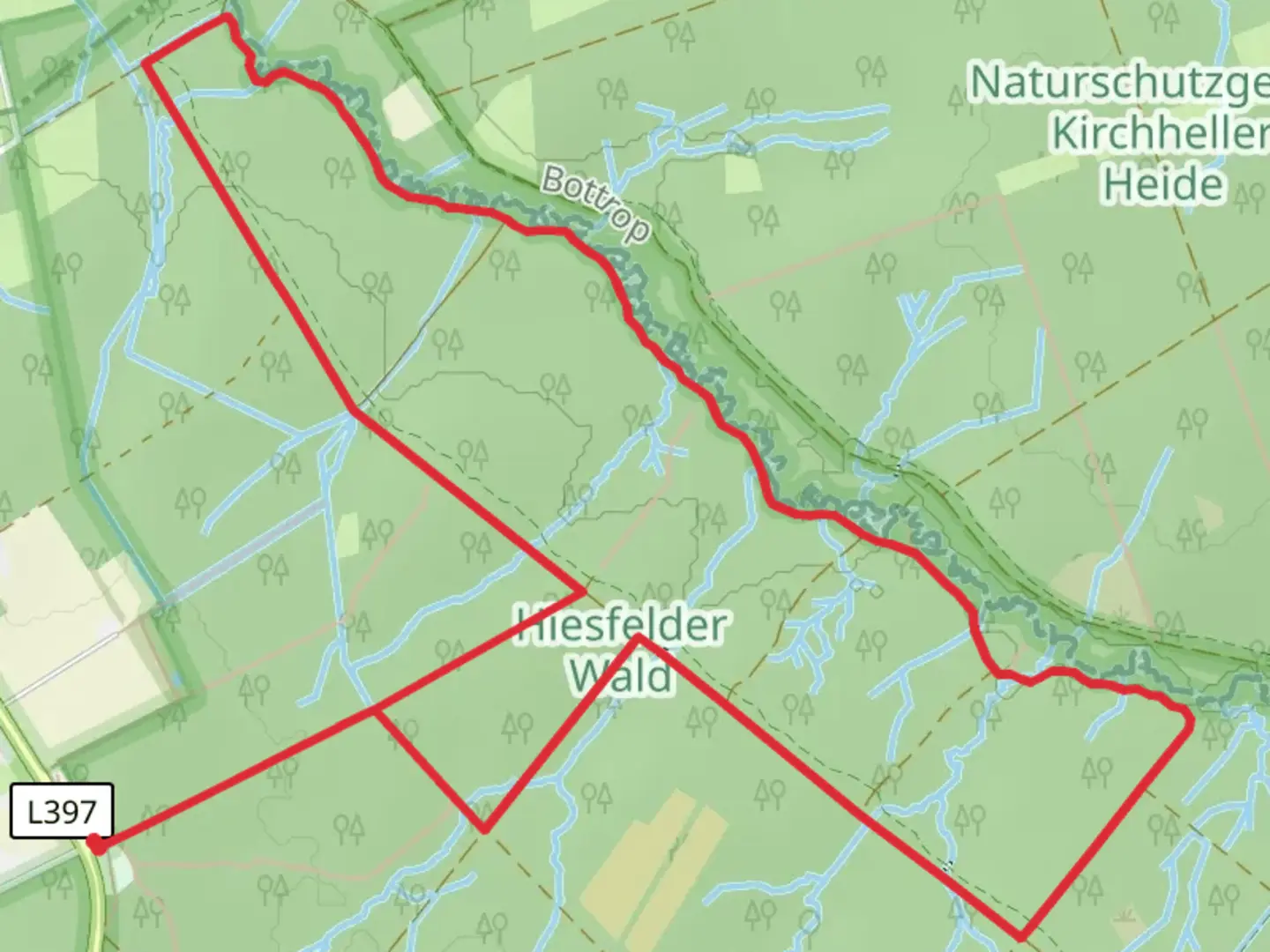 An image depicting the trail Kreienbergweg, Rotbachweg and Hauptgestell Loop and its surrounding area.