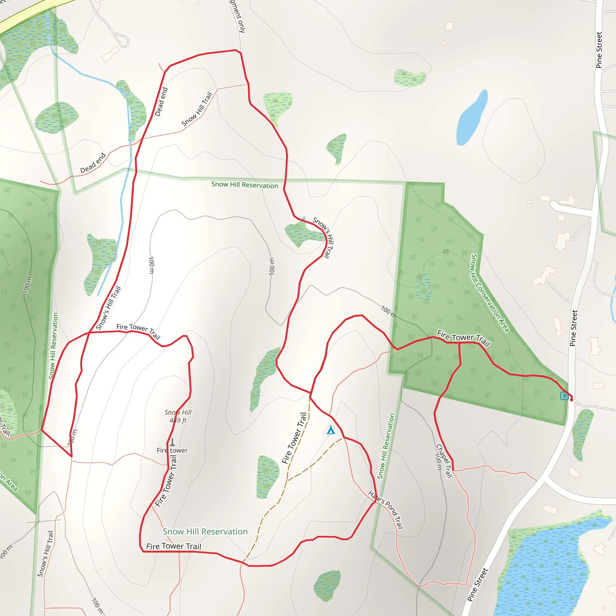 Snow Hill Loop from Pine Street mobile static map