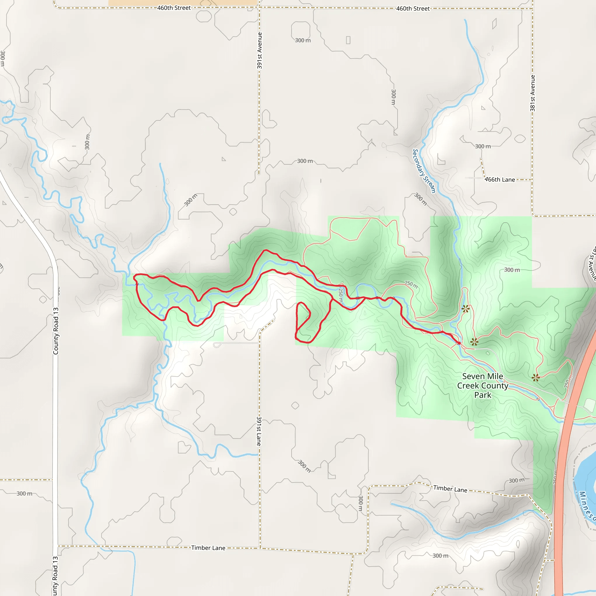 Seven Mile Creek County Park Loop - 8 - Trail mobile static map