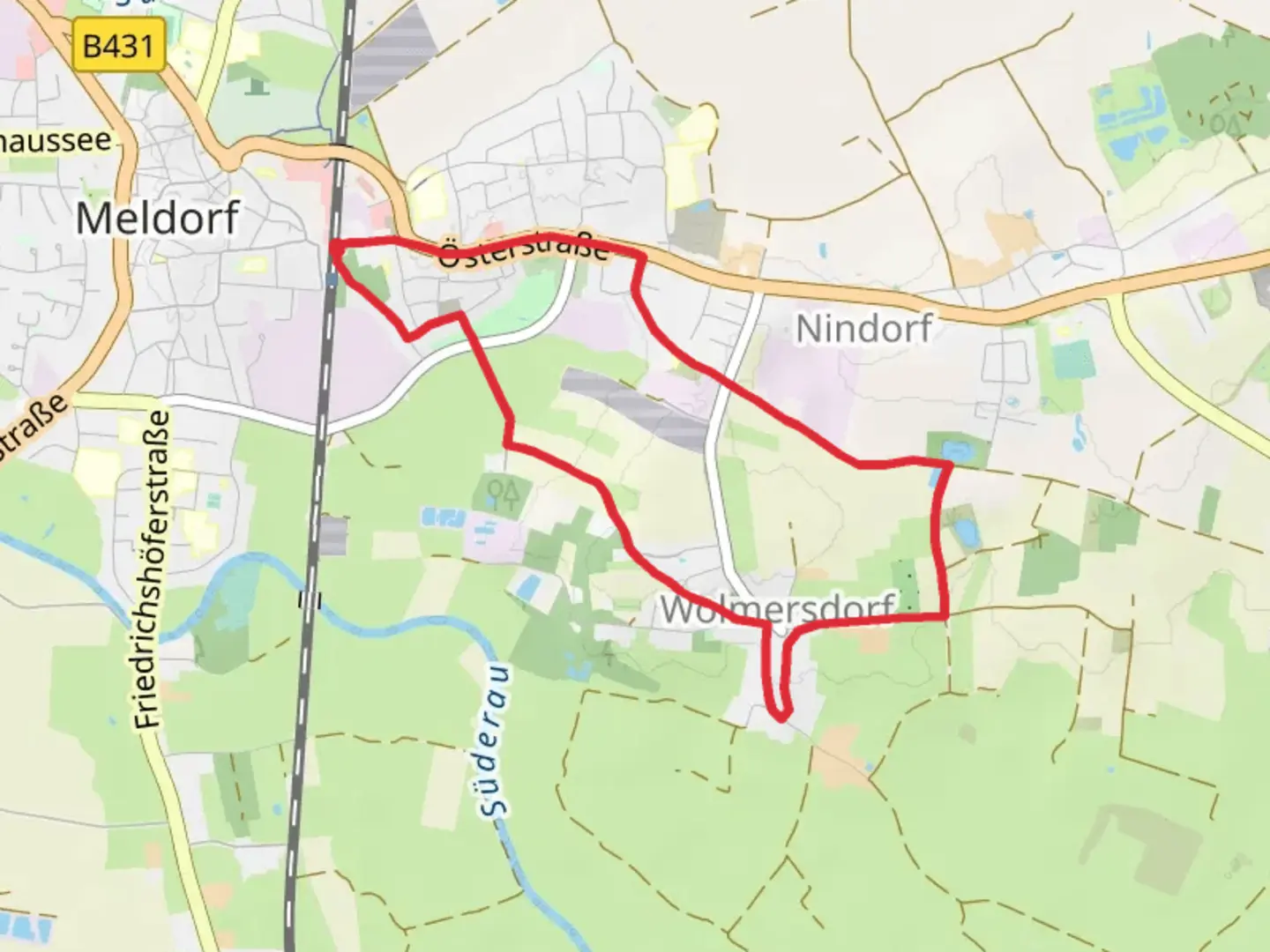 An image depicting the trail Meldorf Tour and Nord Ostsee Wanderweg and its surrounding area.