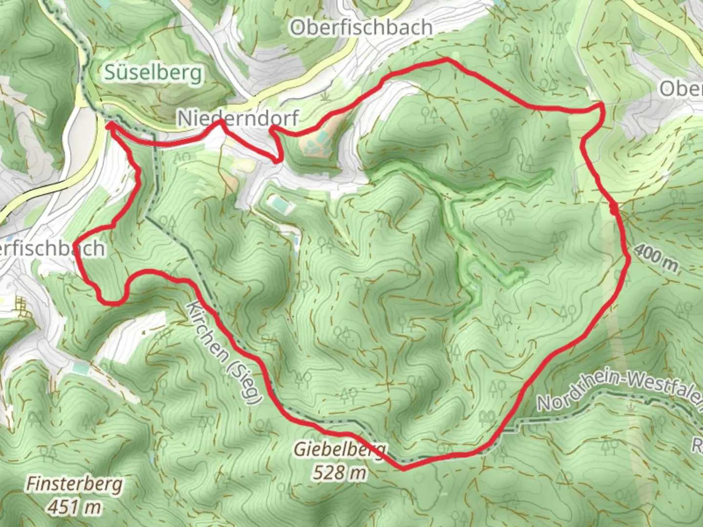 An image depicting the trail Niederfischbach Rundweg and its surrounding area.