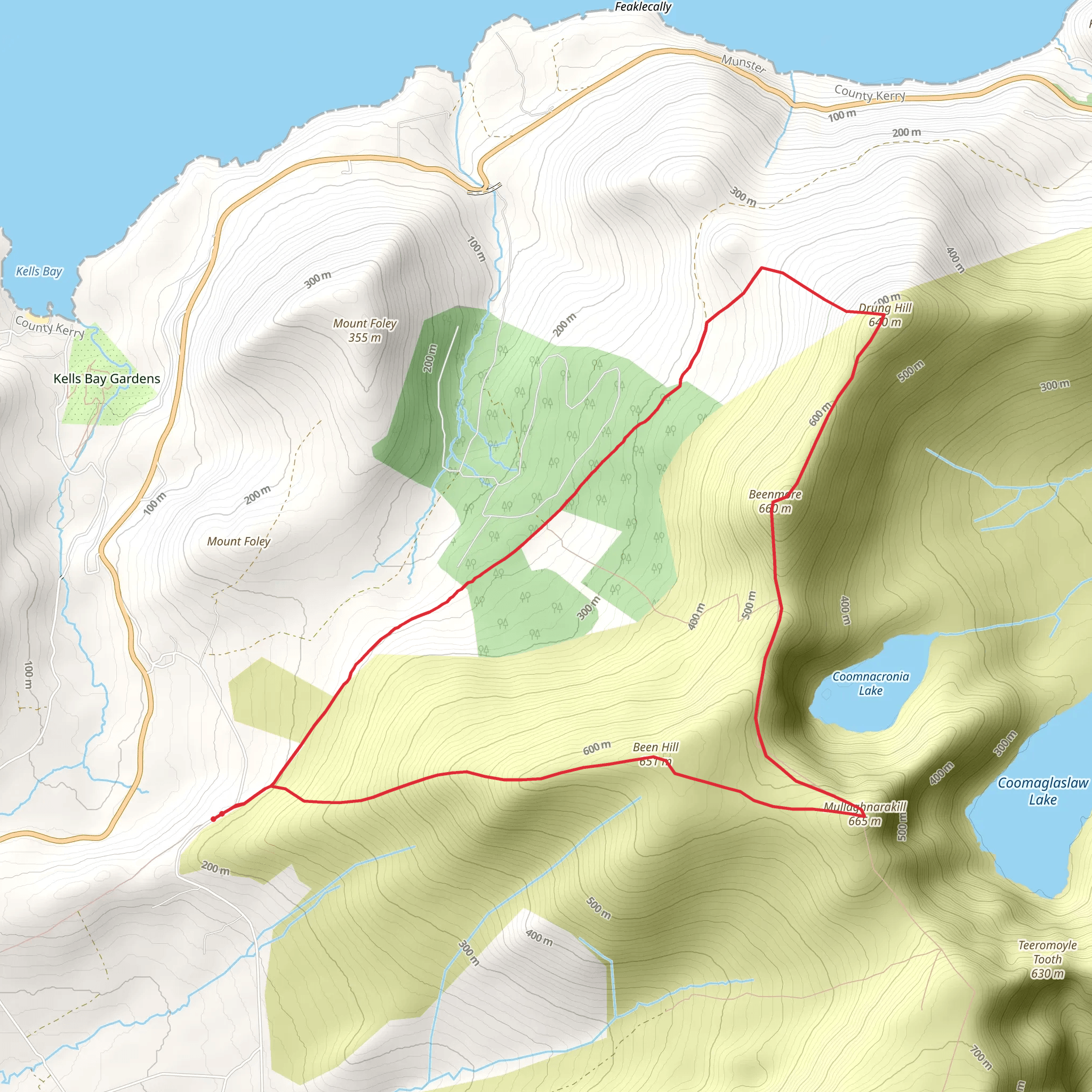 Mullaghnarakill and Beenmore Loop from The Kerry Way mobile static map