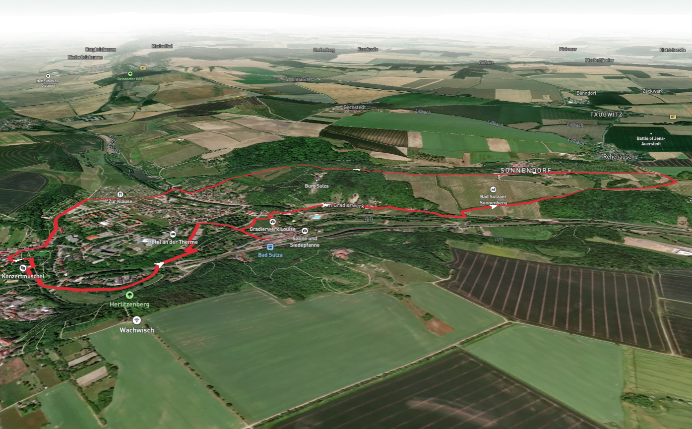 Thüringer Weintor, Schwanenteich and Kurpark via Weinwanderweg Bad Sulza