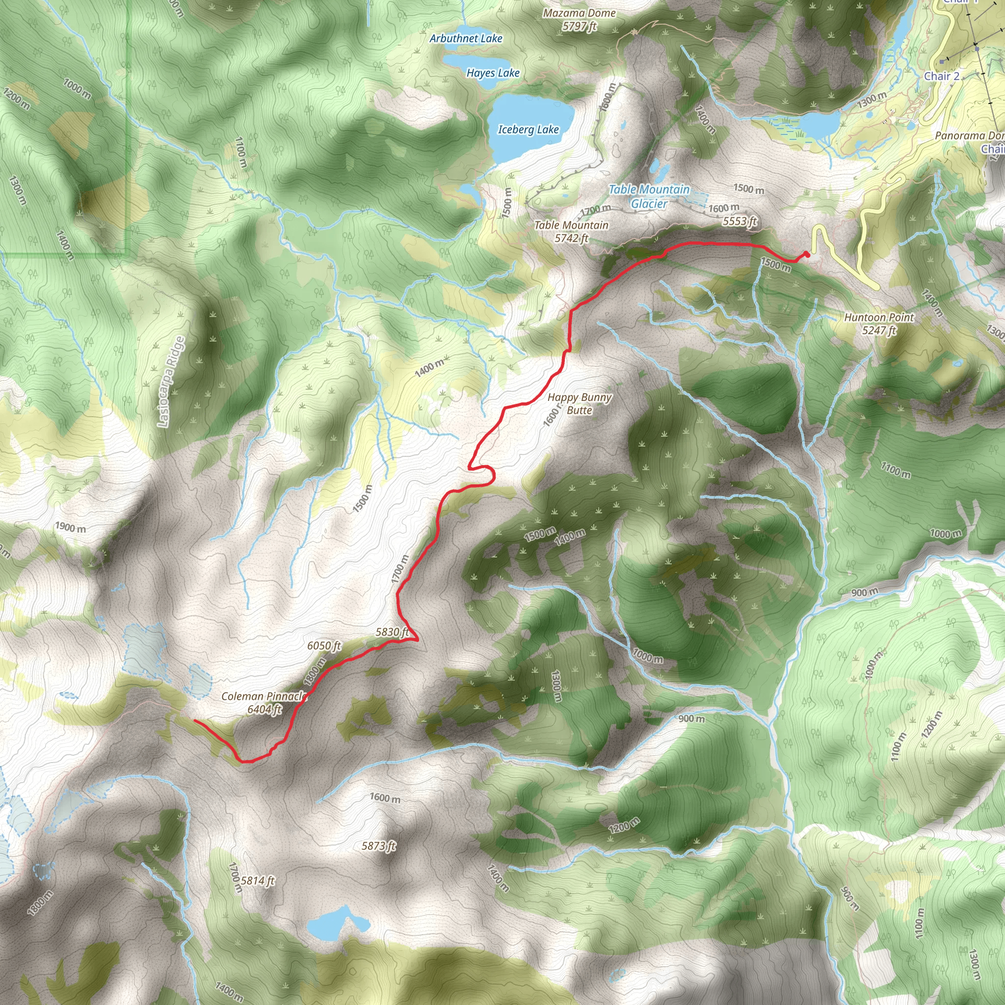 Ptarmigan Ridge Trail mobile static map