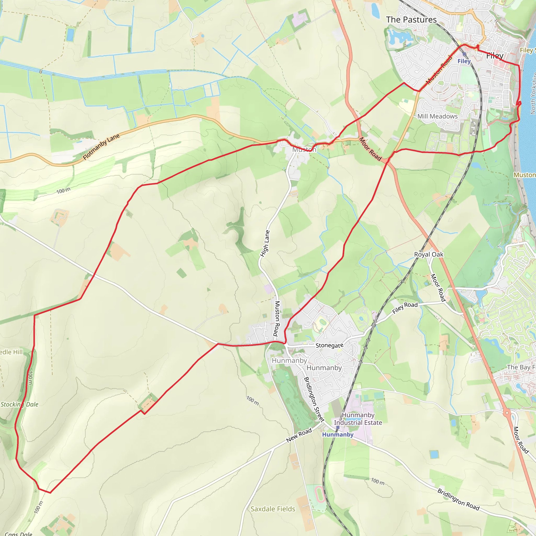 Camp Dale and Hunmanby from Filey mobile static map