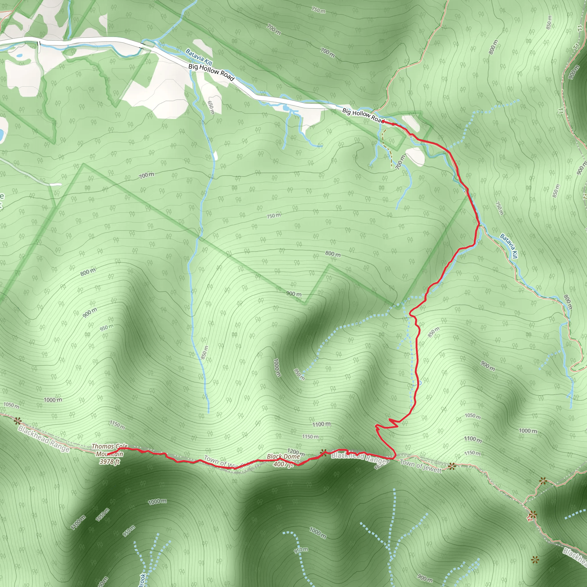 Black Dome and Thomas Cole Mountain Trail mobile static map