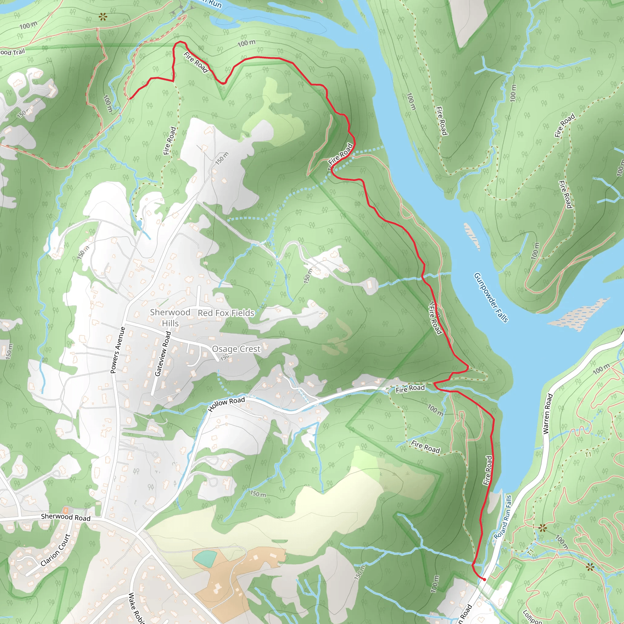 Sherwood Trail from Warren Road mobile static map