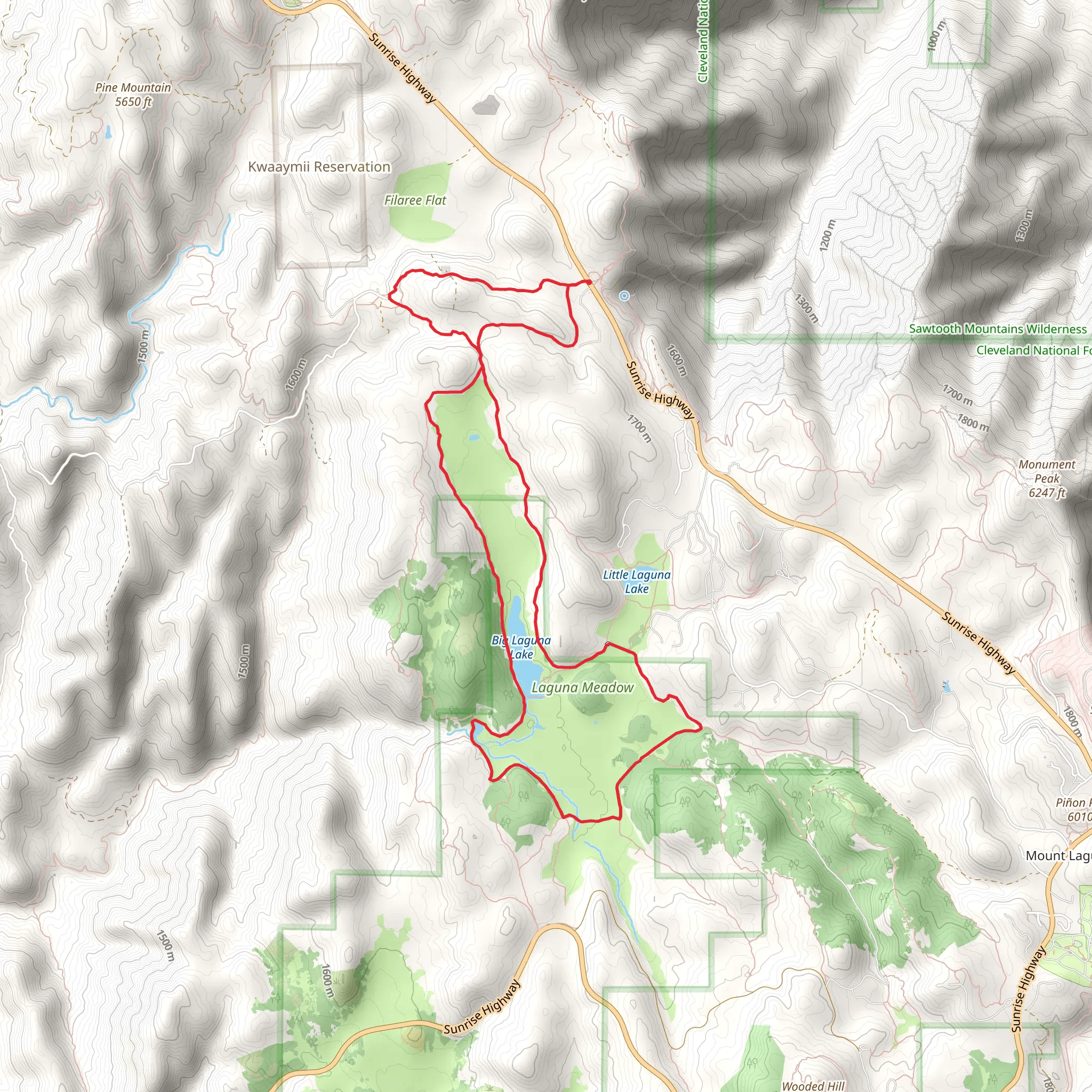 Noble Canyon and Big Laguna Loop Trail mobile static map