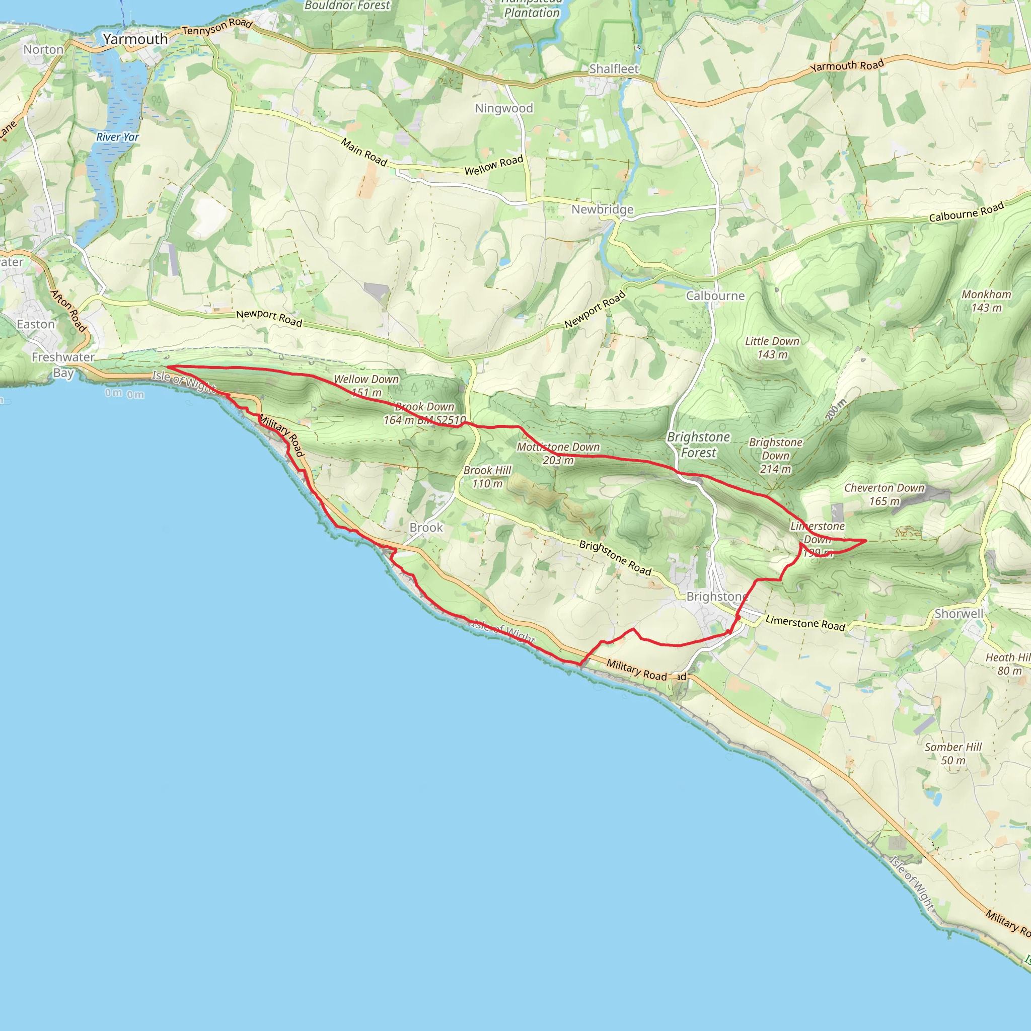 Compton Down from Brighstone Circular mobile static map