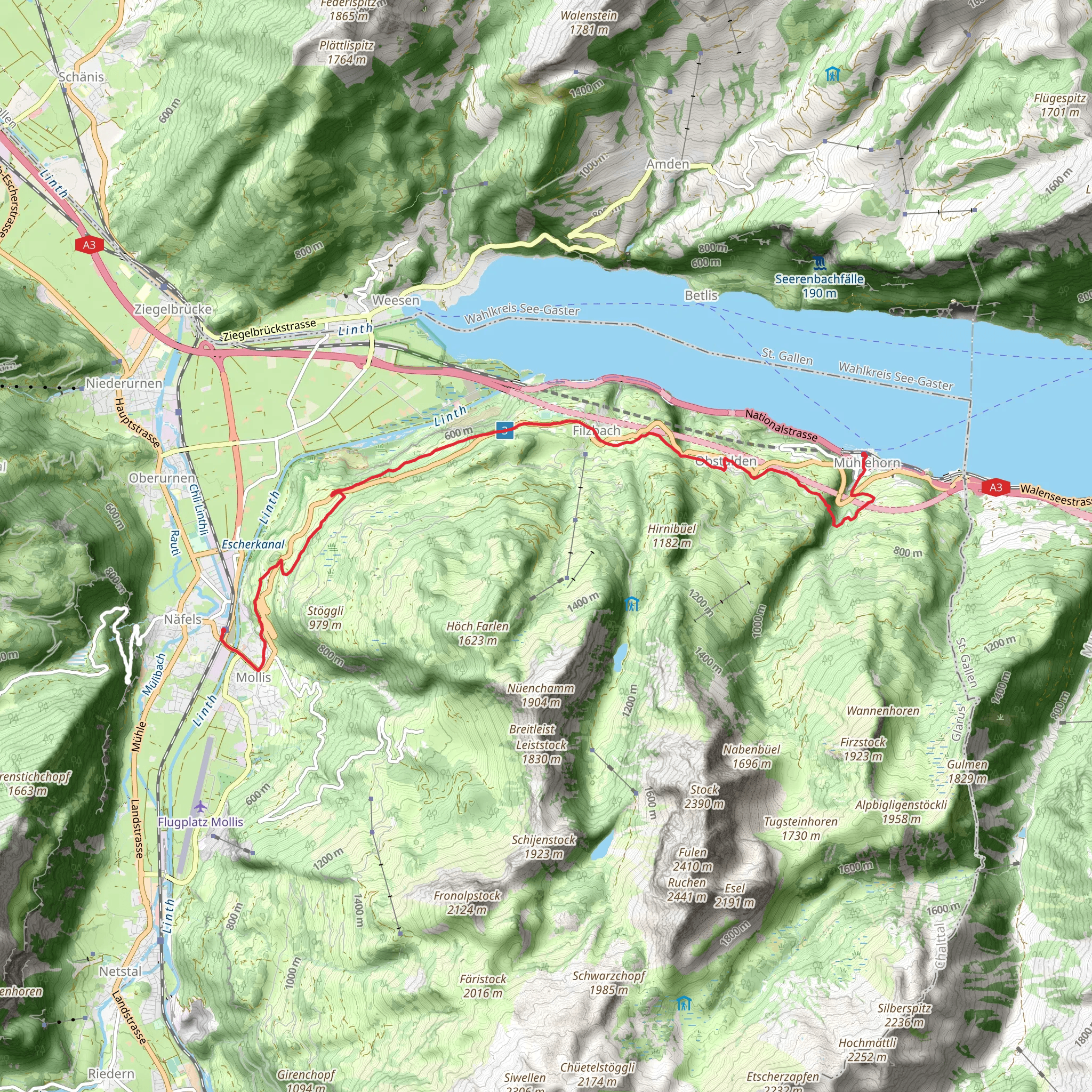 Nafels - Muhlehorn Trail mobile static map