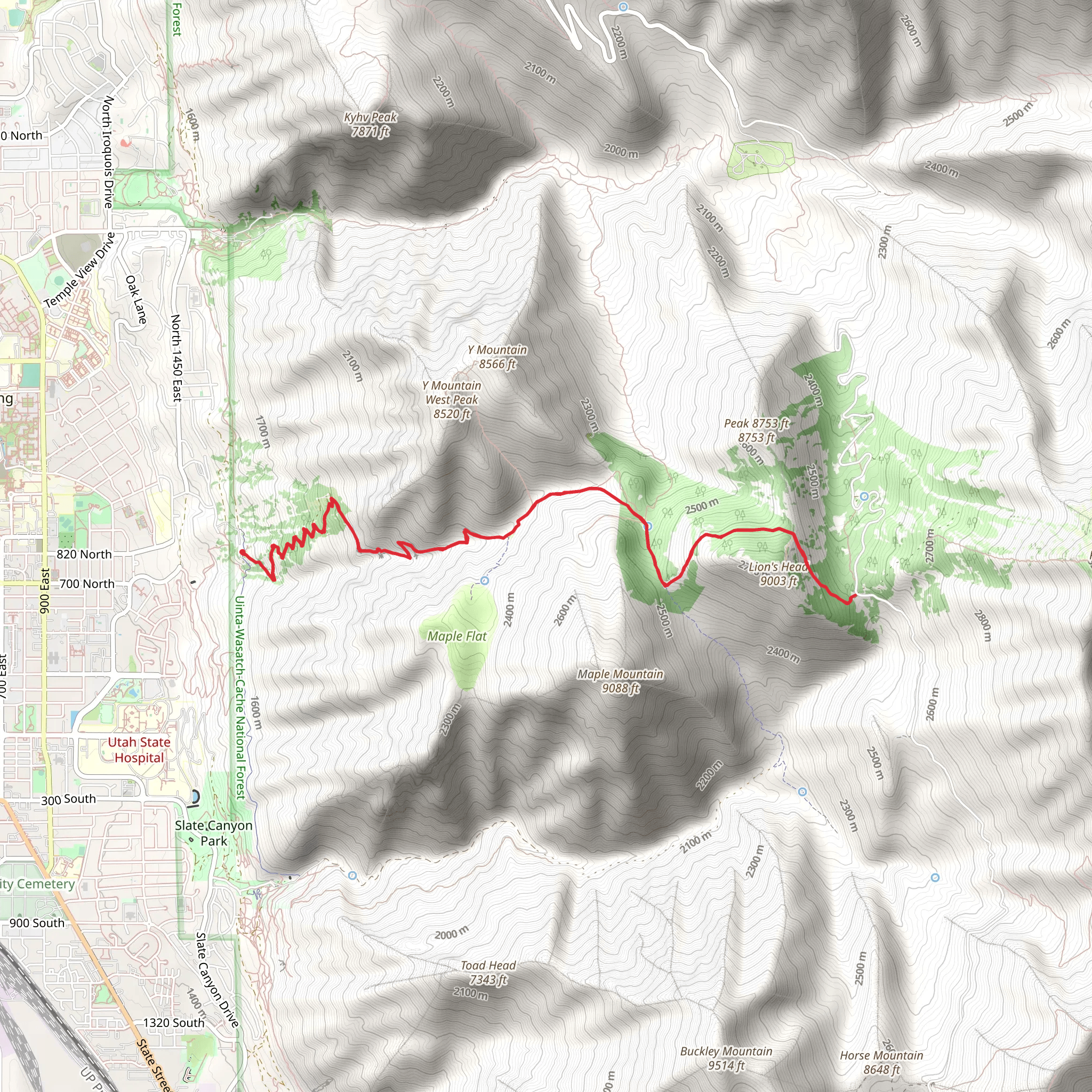 Slide Canyon Trail mobile static map