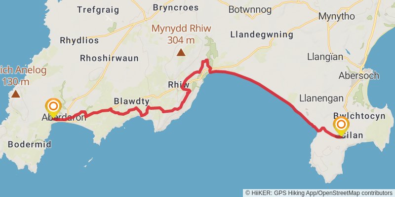 Llyn Peninsula Coastal Path stage 5 Map