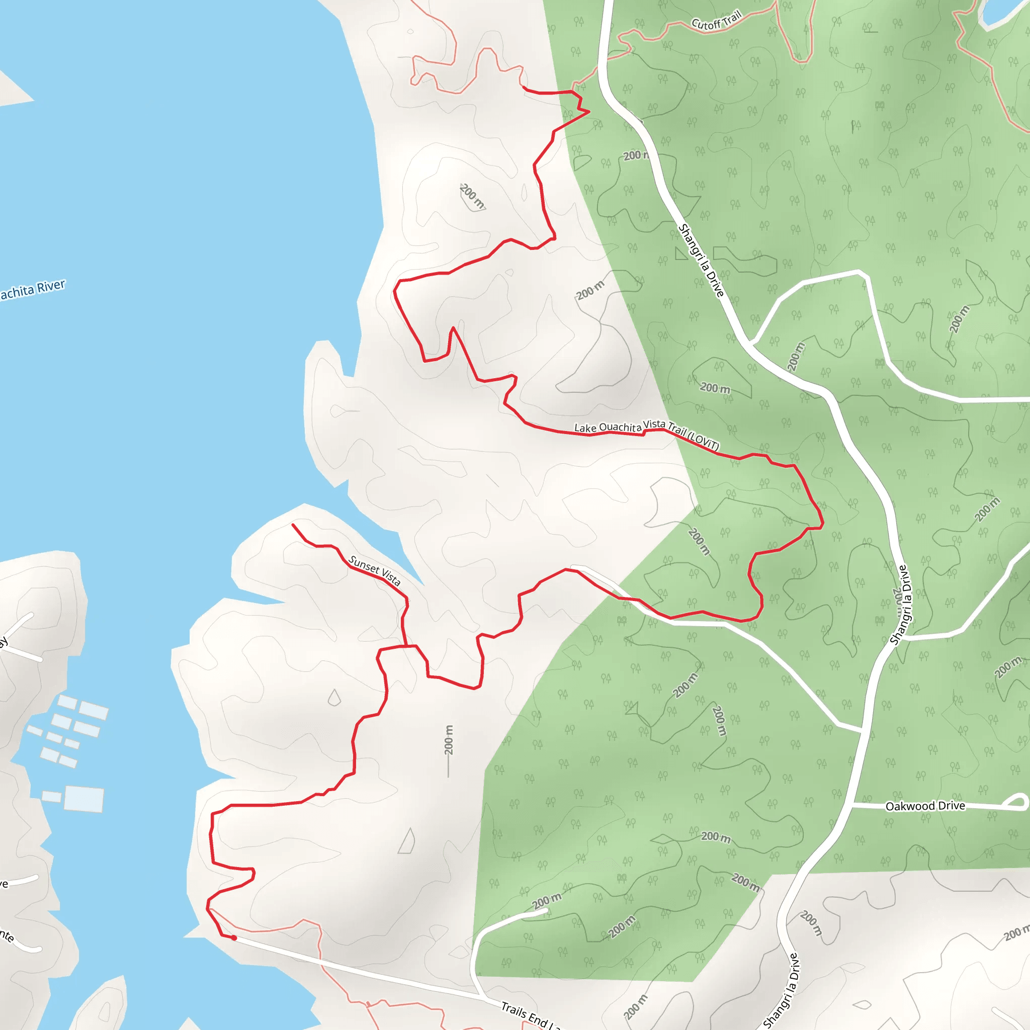 Sunset Vista and Lake Ouachita Vista Trail mobile static map