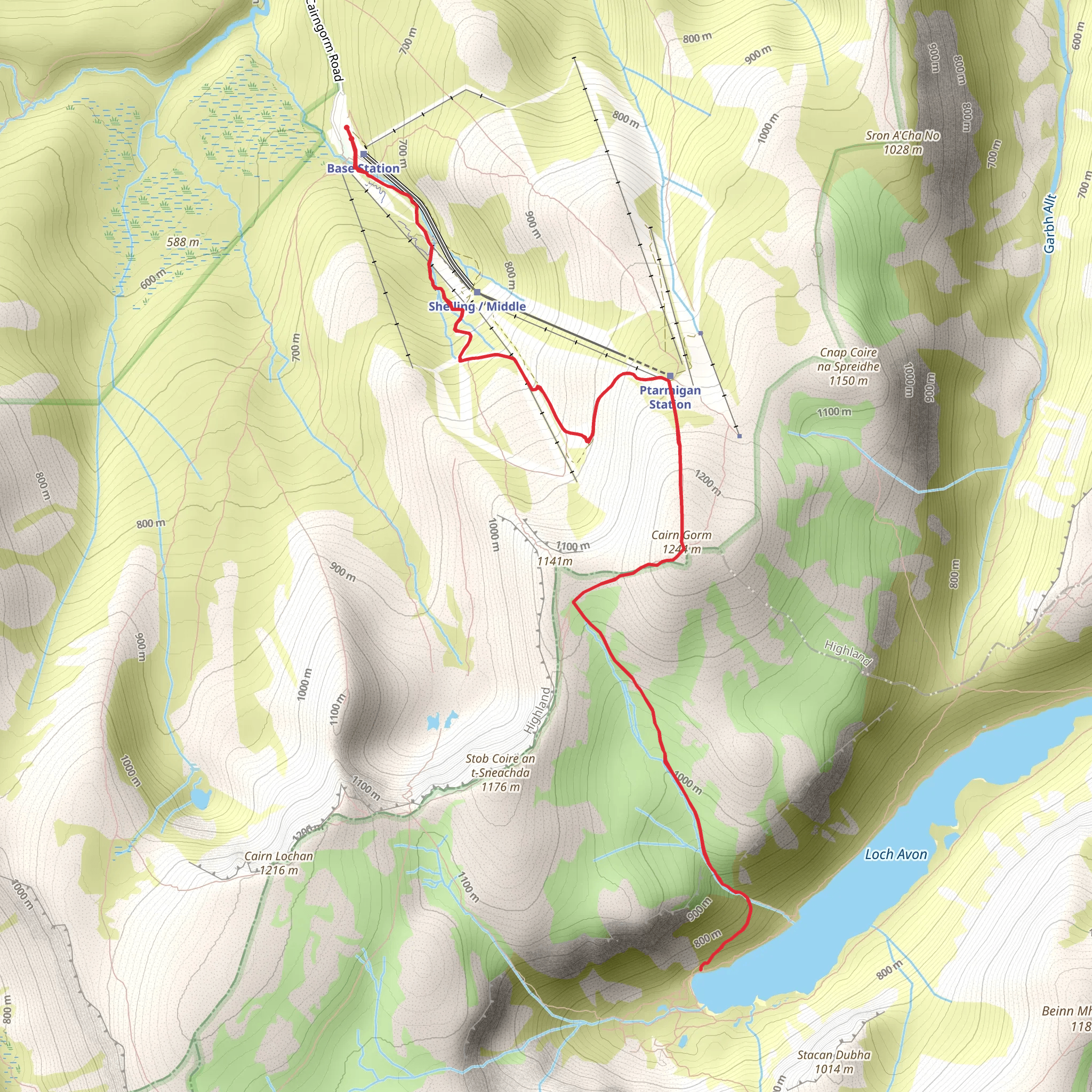 Cairn Gorm and Loch Avon Walk mobile static map