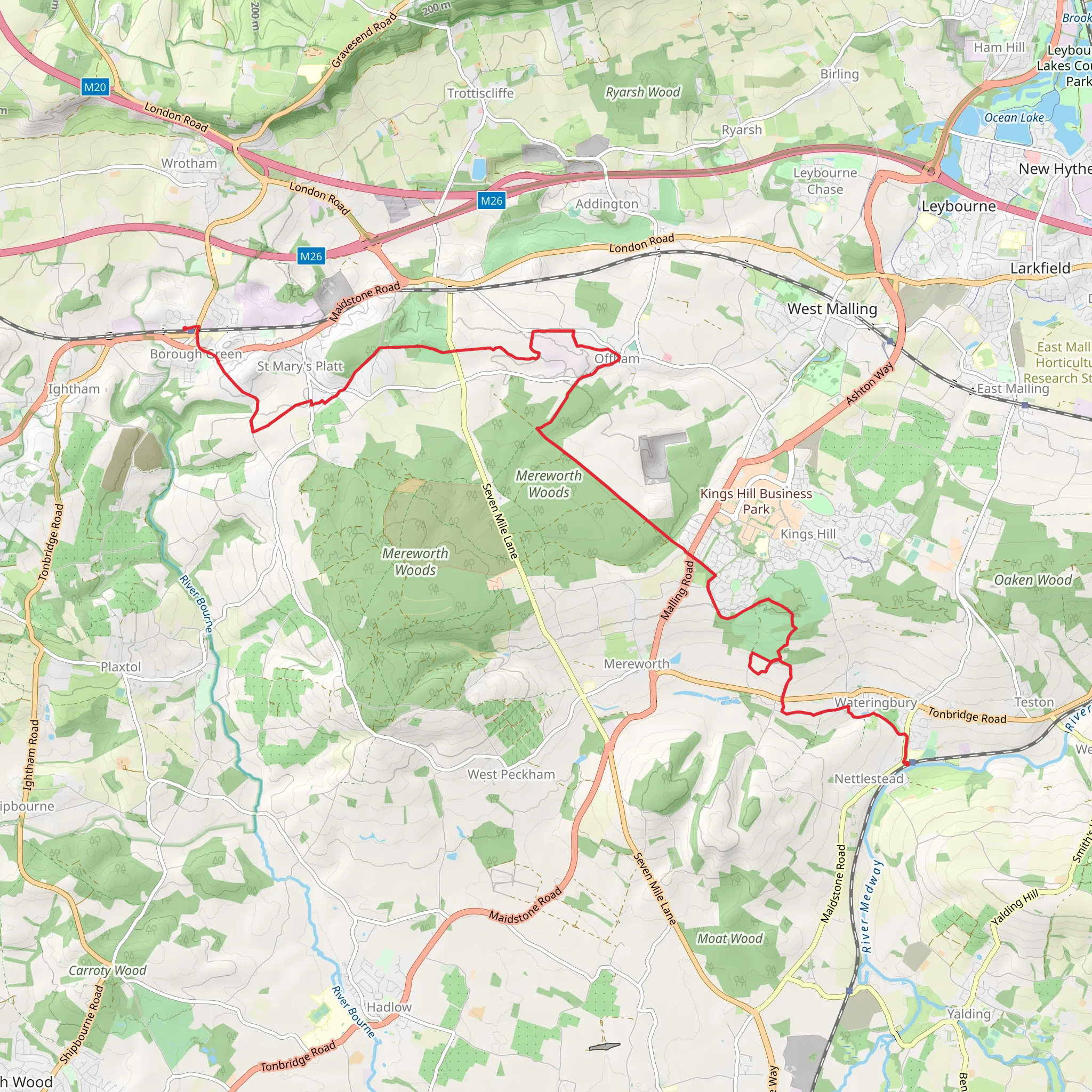 Borough Green to Wateringbury Walk mobile static map