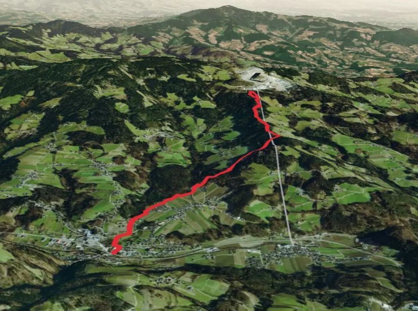 An image depicting the trail Shift Path from Anger and its surrounding area.