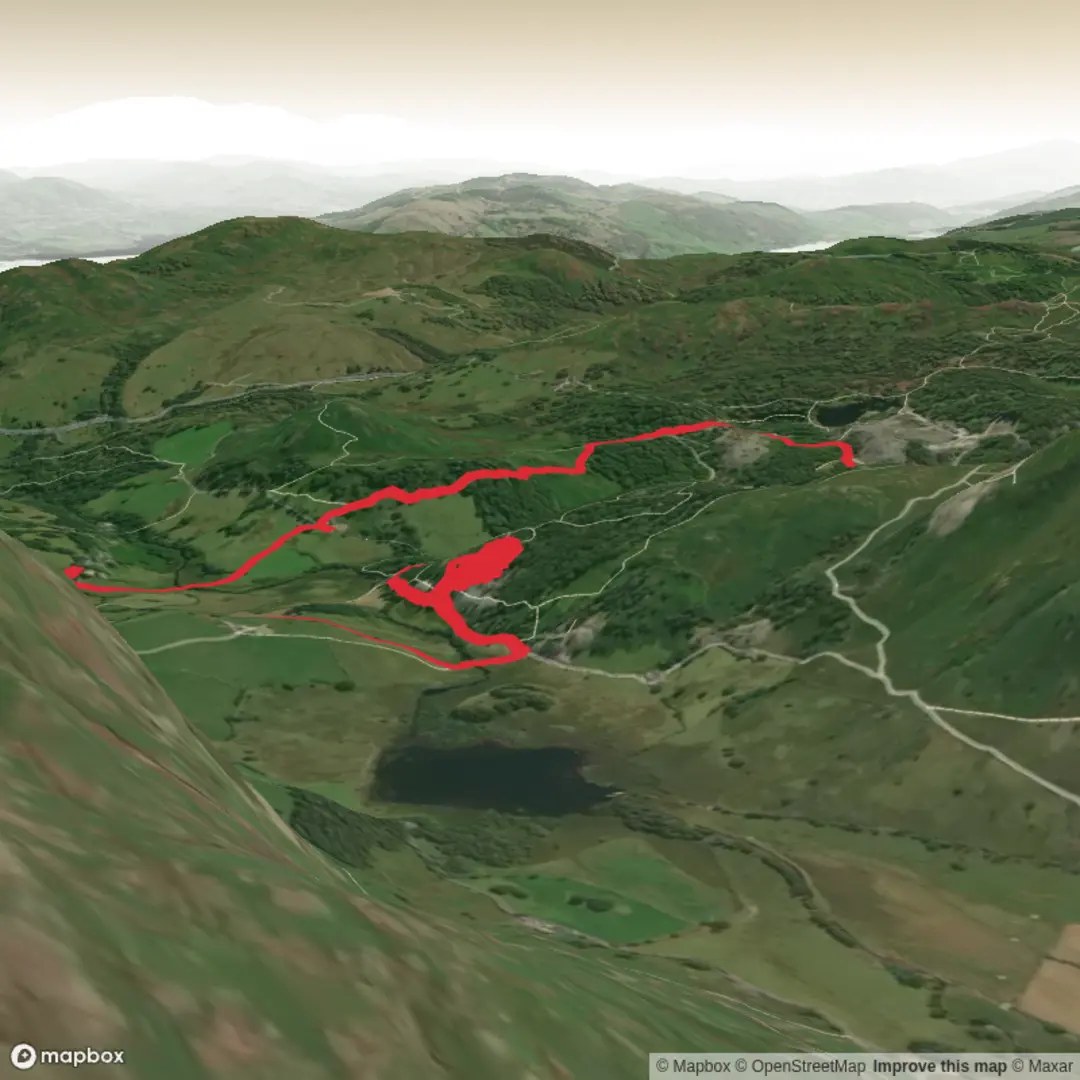 An image depicting the trail Little Langdale, Cathedral Quarry & Cave - Upper Limits UK and its surrounding area.