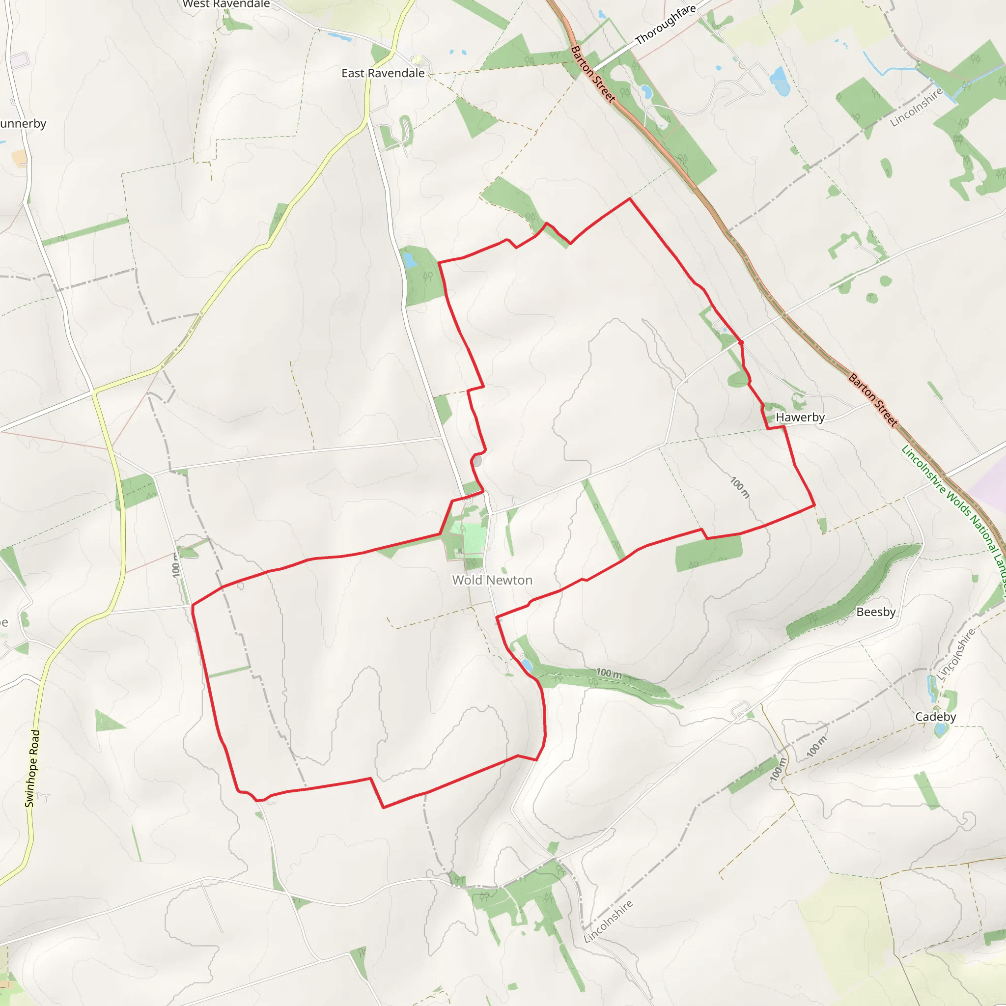 Wold Newton Country Park Loop mobile static map
