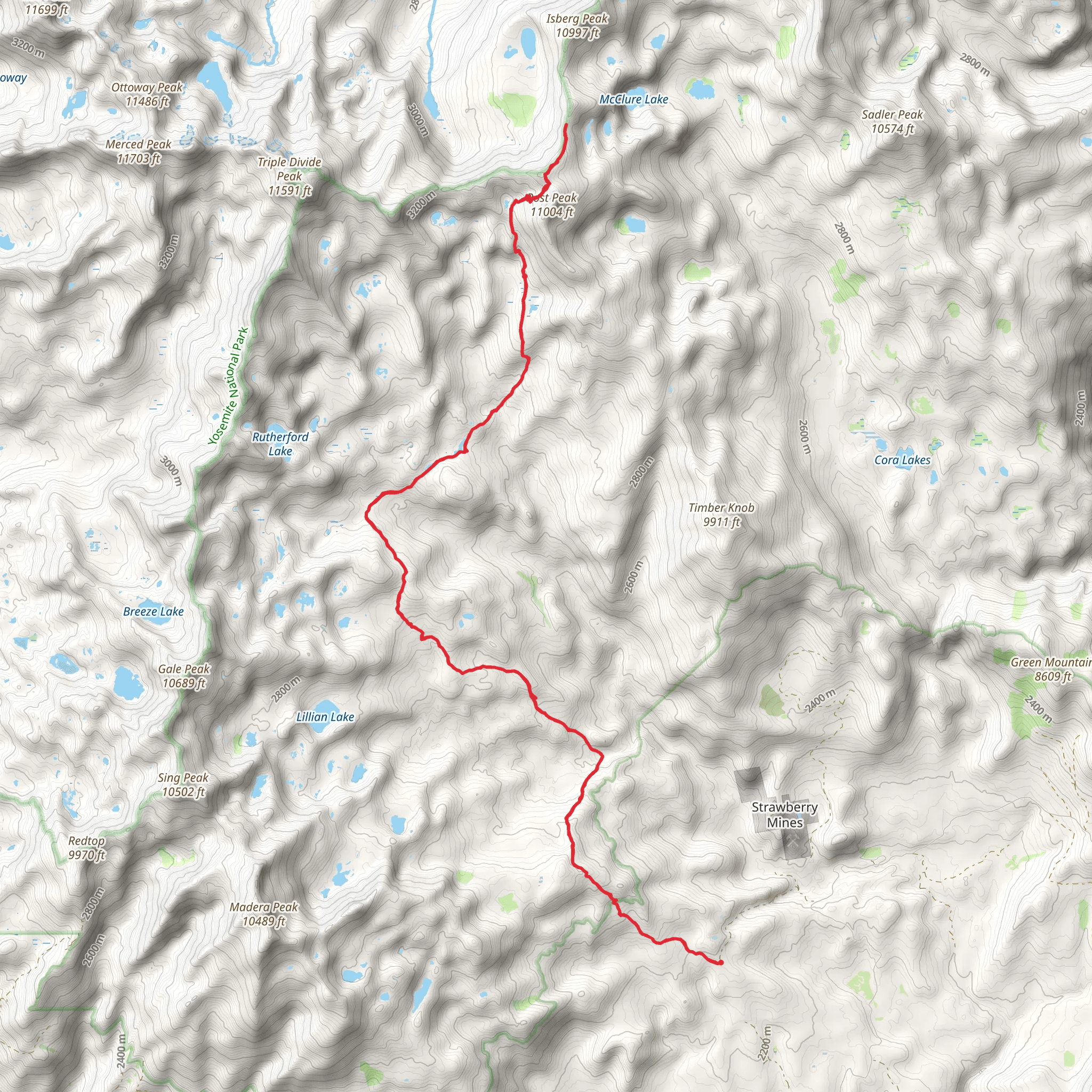 Post Peak via Theodore Solomons Trail mobile static map