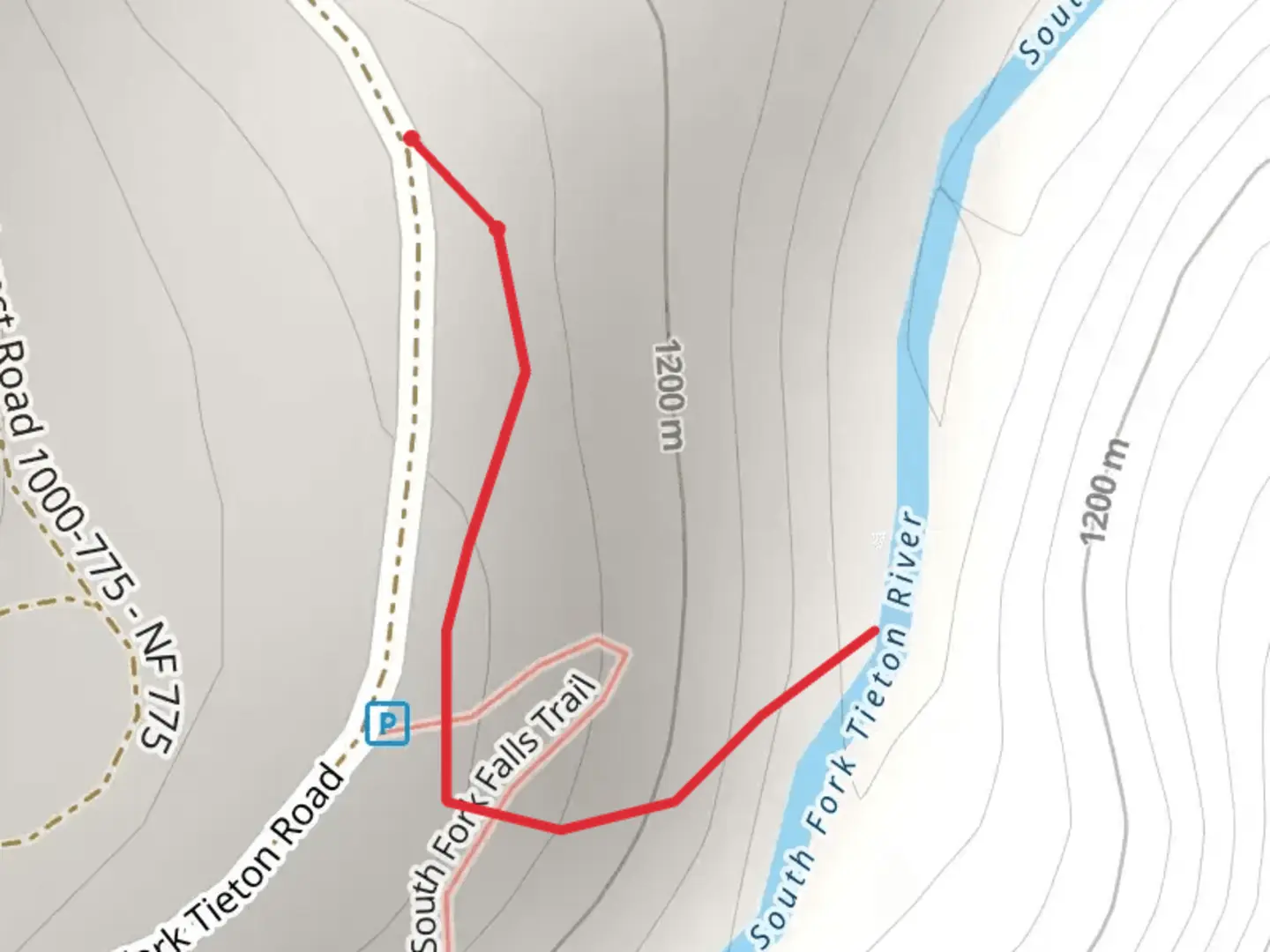An image depicting the trail South Fork Falls Trail and its surrounding area.