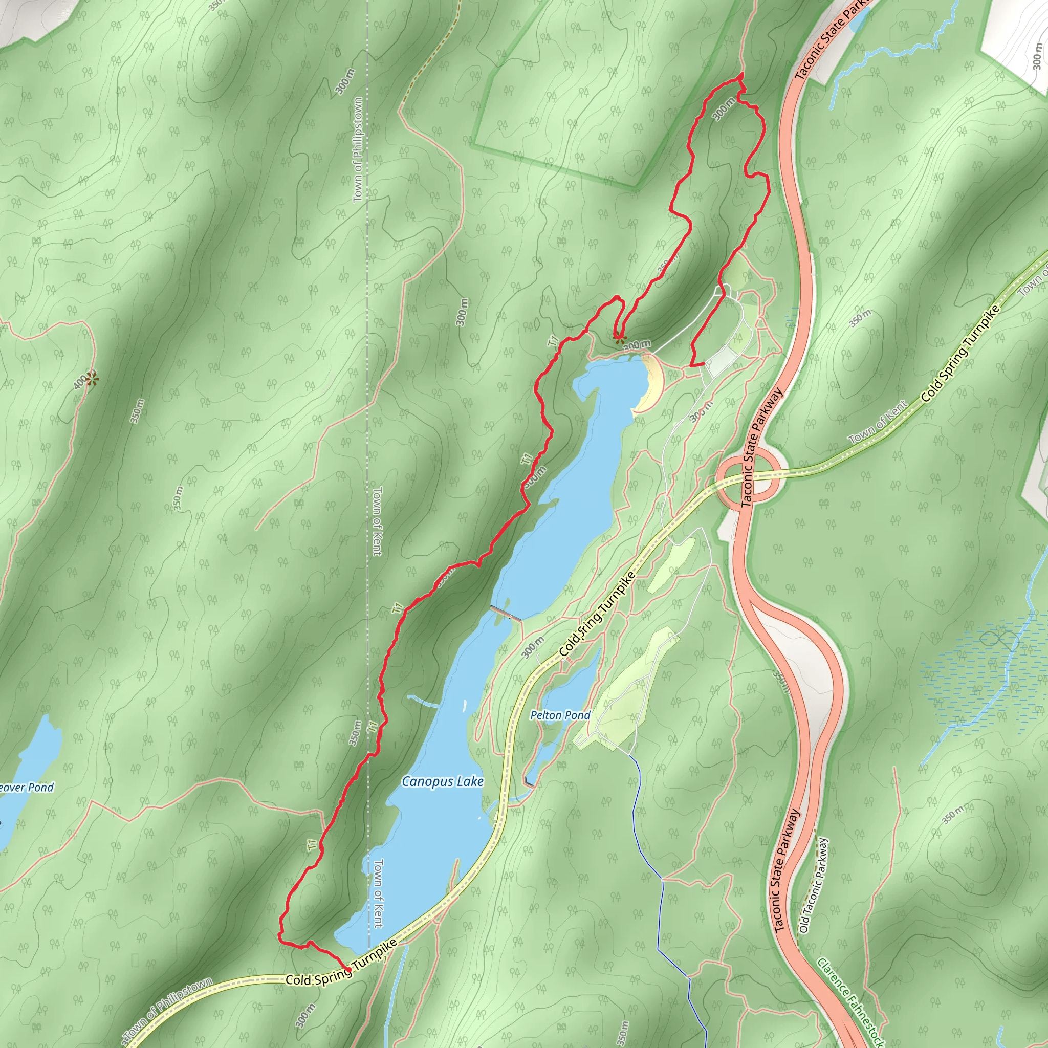 Blue and Yellow Trail via Canopus Lake mobile static map