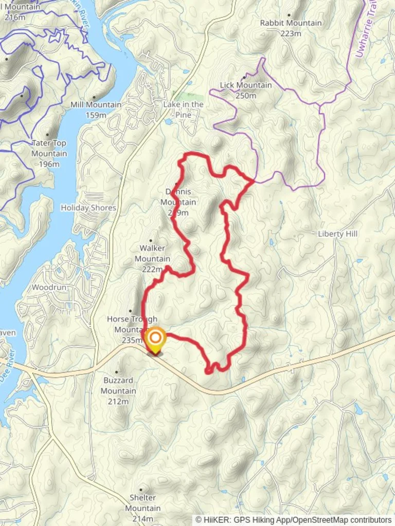 An image depicting the trail Uwharrie, Dennis Mountain and Dutchman's Creek Loop Trail and its surrounding area.