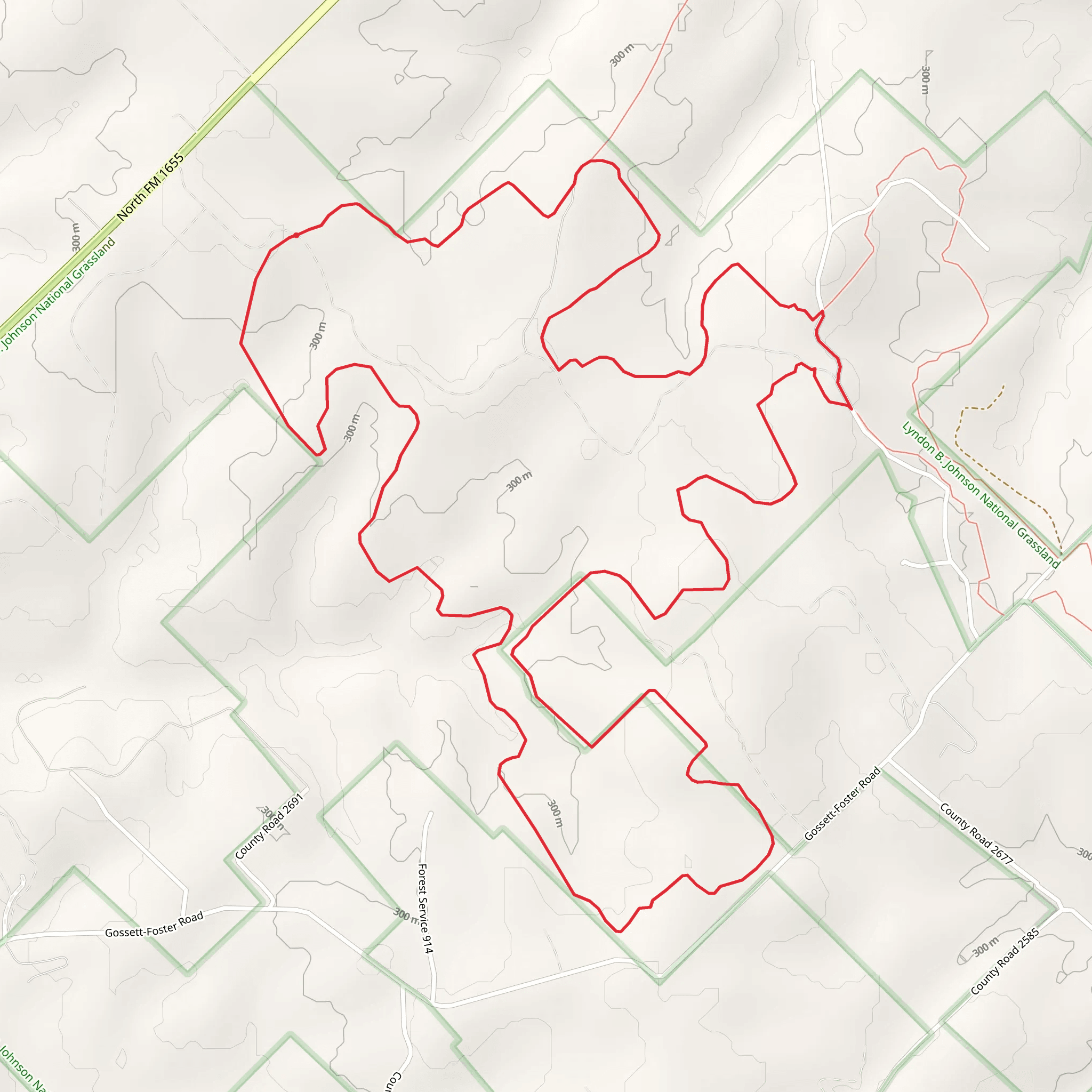 Lyndon B Johnson Grasslands Loop mobile static map