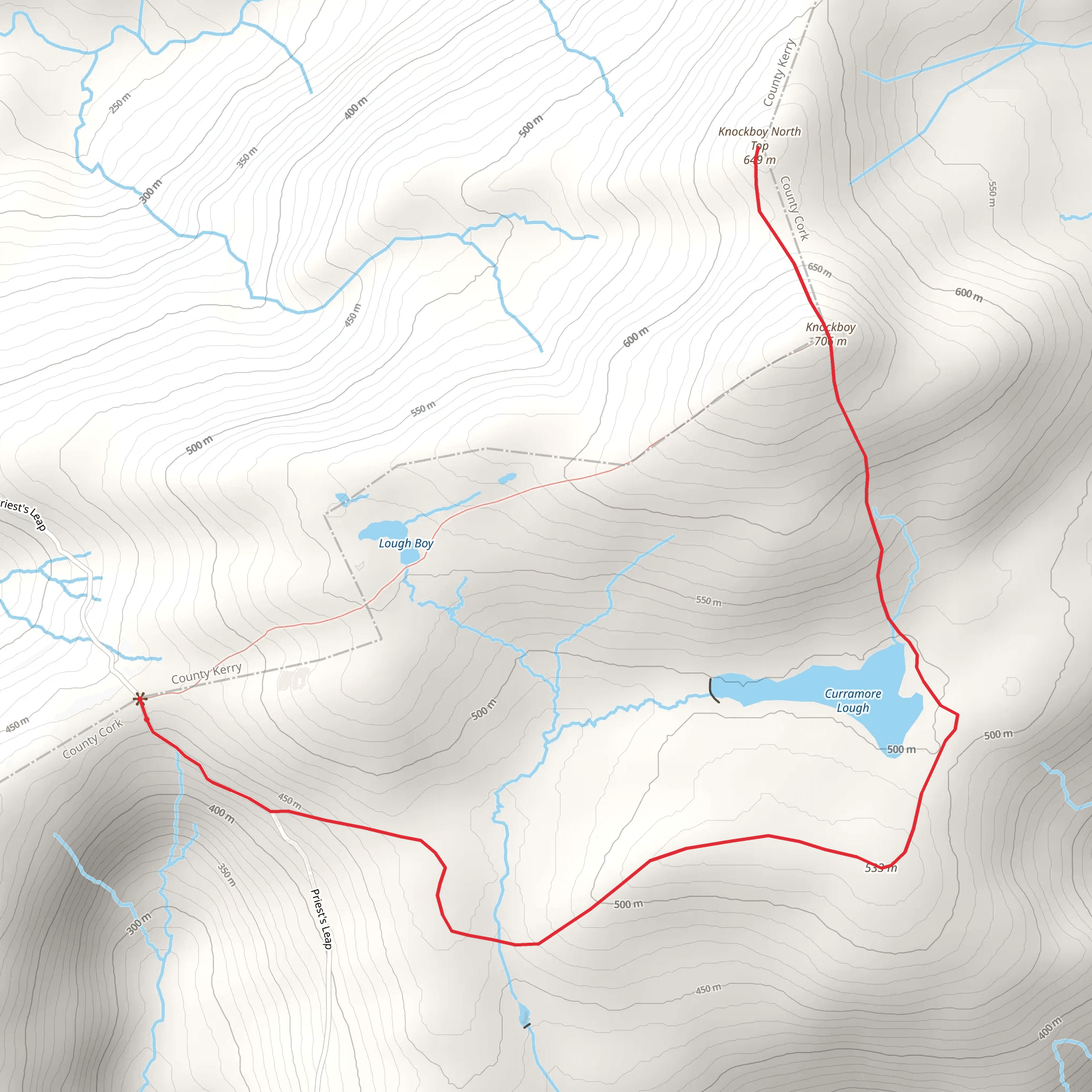 Knockboy Mountains Walk mobile static map