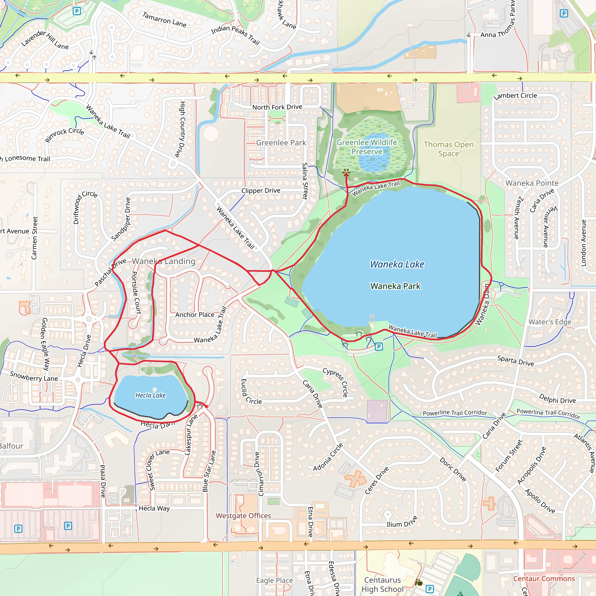 Hecla Lake and Waneka Lake Loop Trail mobile static map