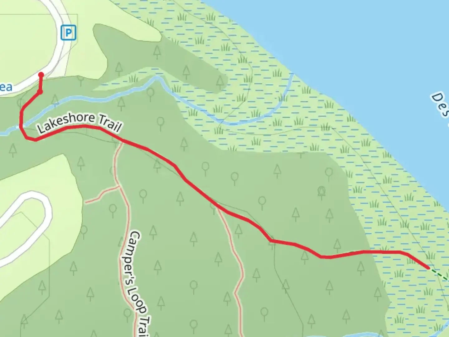 An image depicting the trail Lakeshore Trail and its surrounding area.