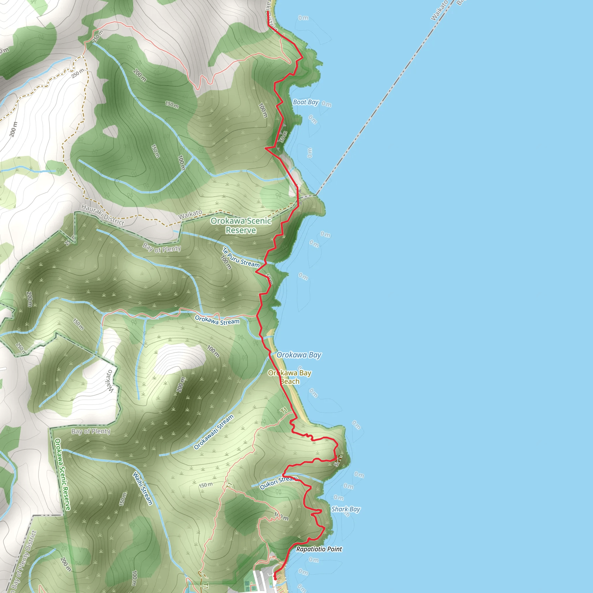 Waihi Beach to Homunga Bay mobile static map