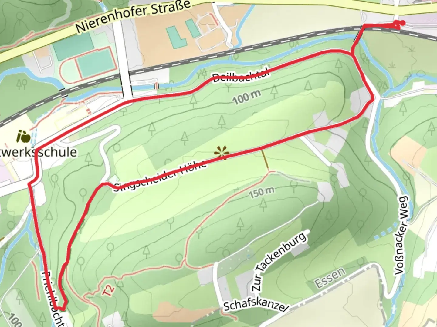 An image depicting the trail Hundebrücke via Deibachtal and its surrounding area.