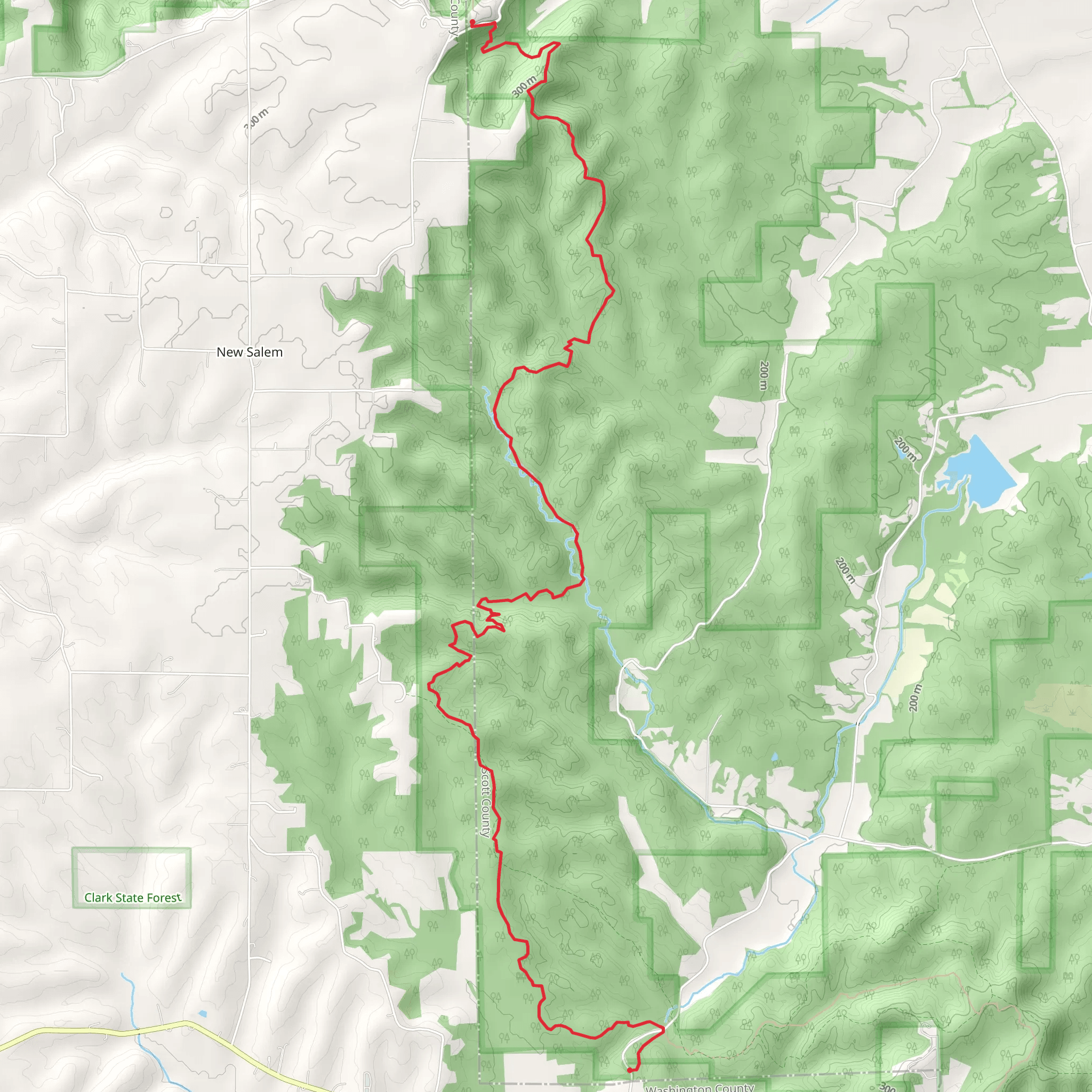 New Chapel Trail - Knobstone Trail mobile static map