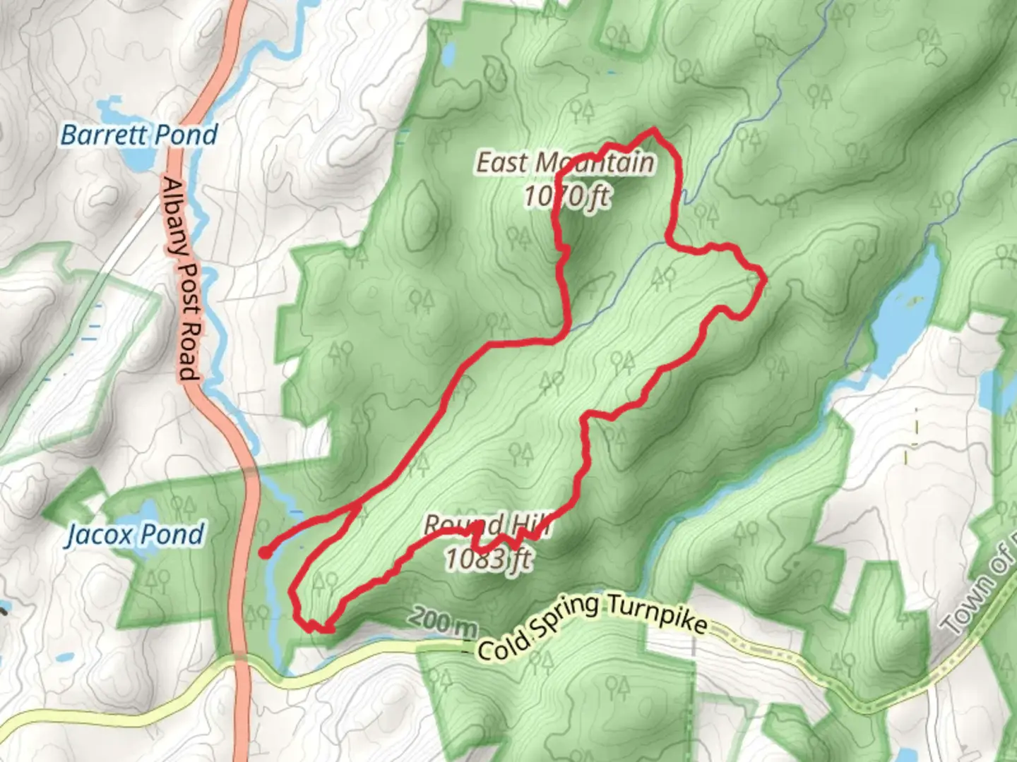 An image depicting the trail East Mountain Round Hill Loop Trail and its surrounding area.