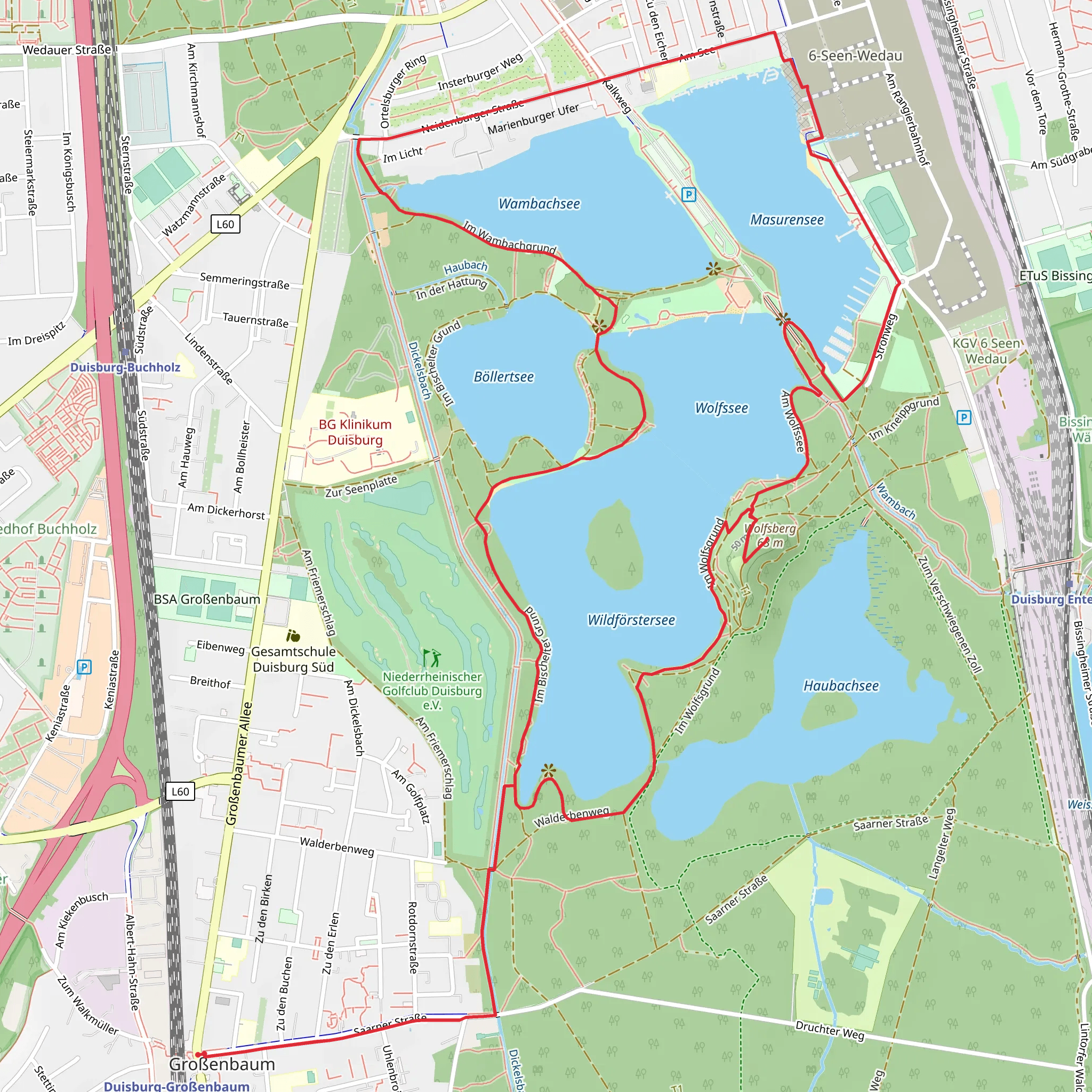Wildforstersee, Wolsberg, Wambachsee and Masurensee Loop mobile static map
