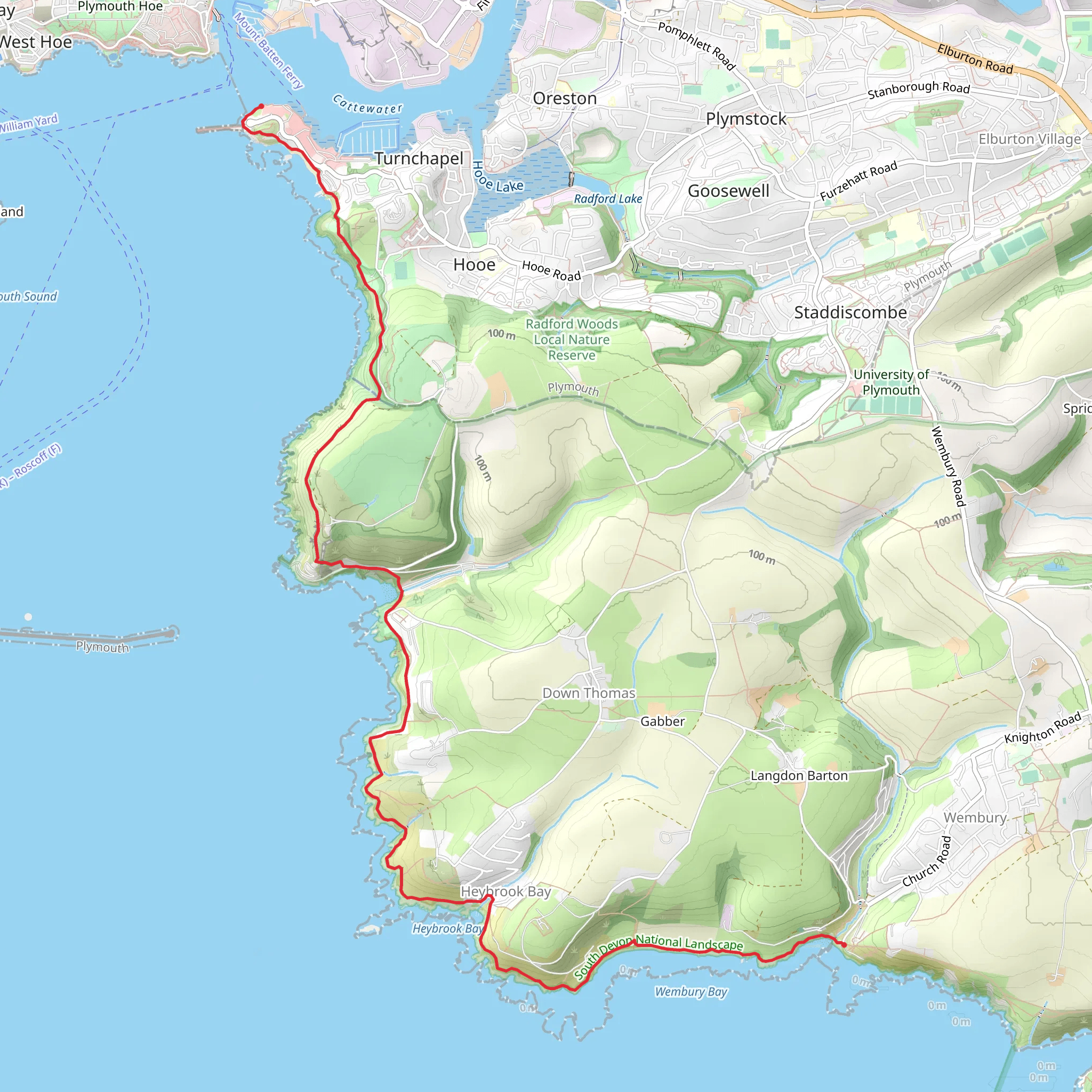 Wembury to Mount Batten Point Walk mobile static map