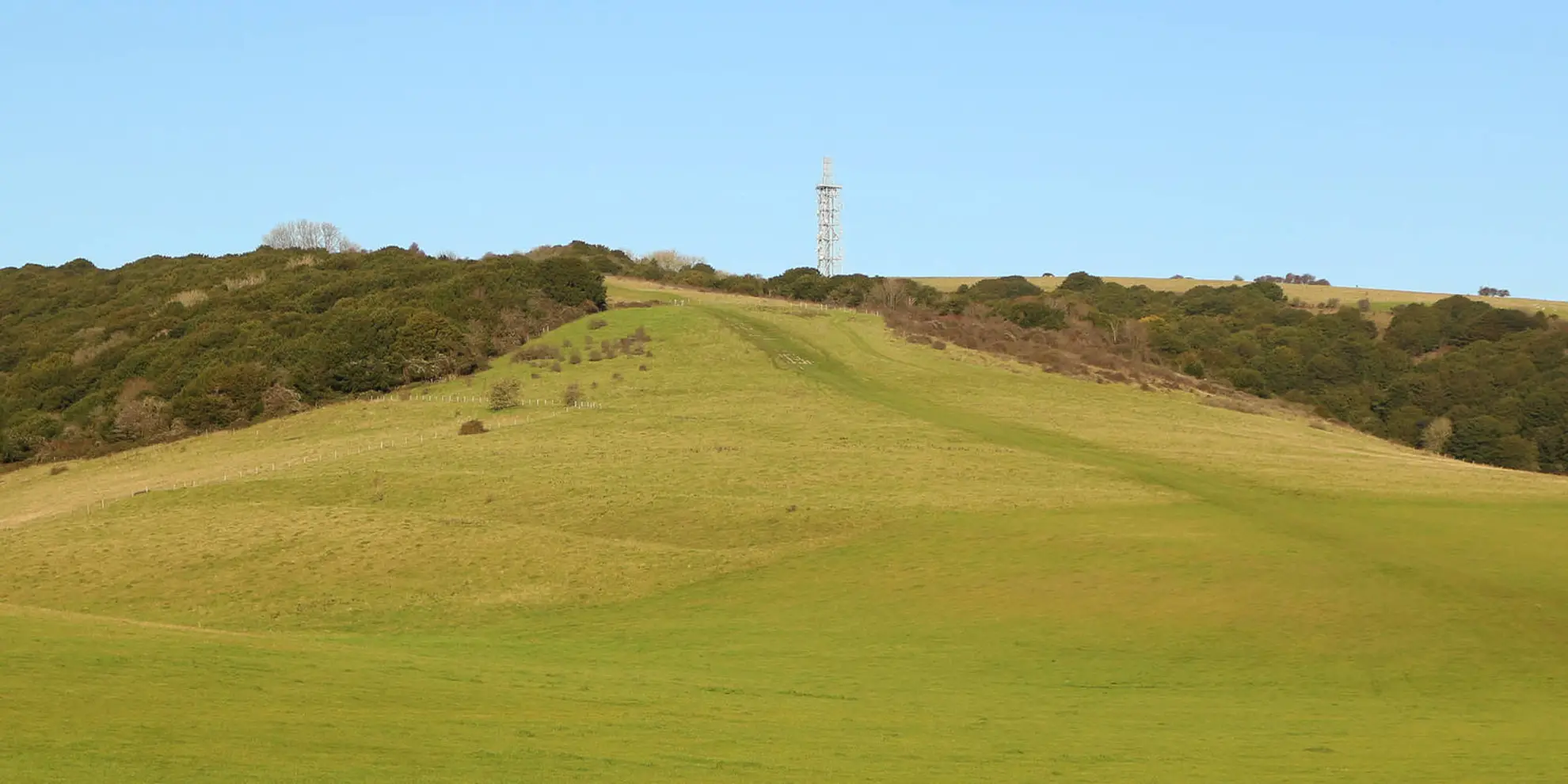 An image depicting the trail Butser Hill and Wether Down from Buriton and its surrounding area.