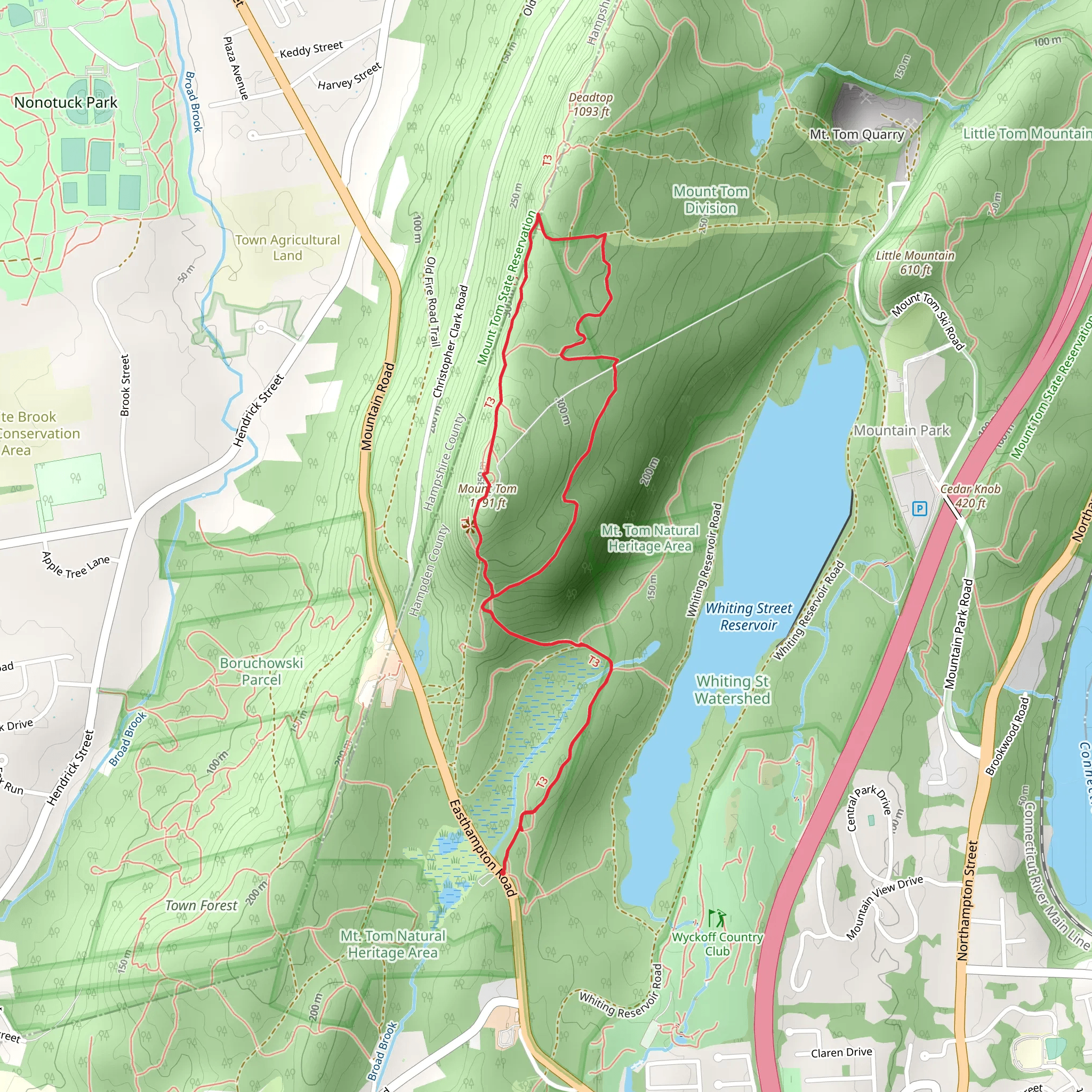 Mount Tom via Silvio O Conte National Wildlife Refuge mobile static map