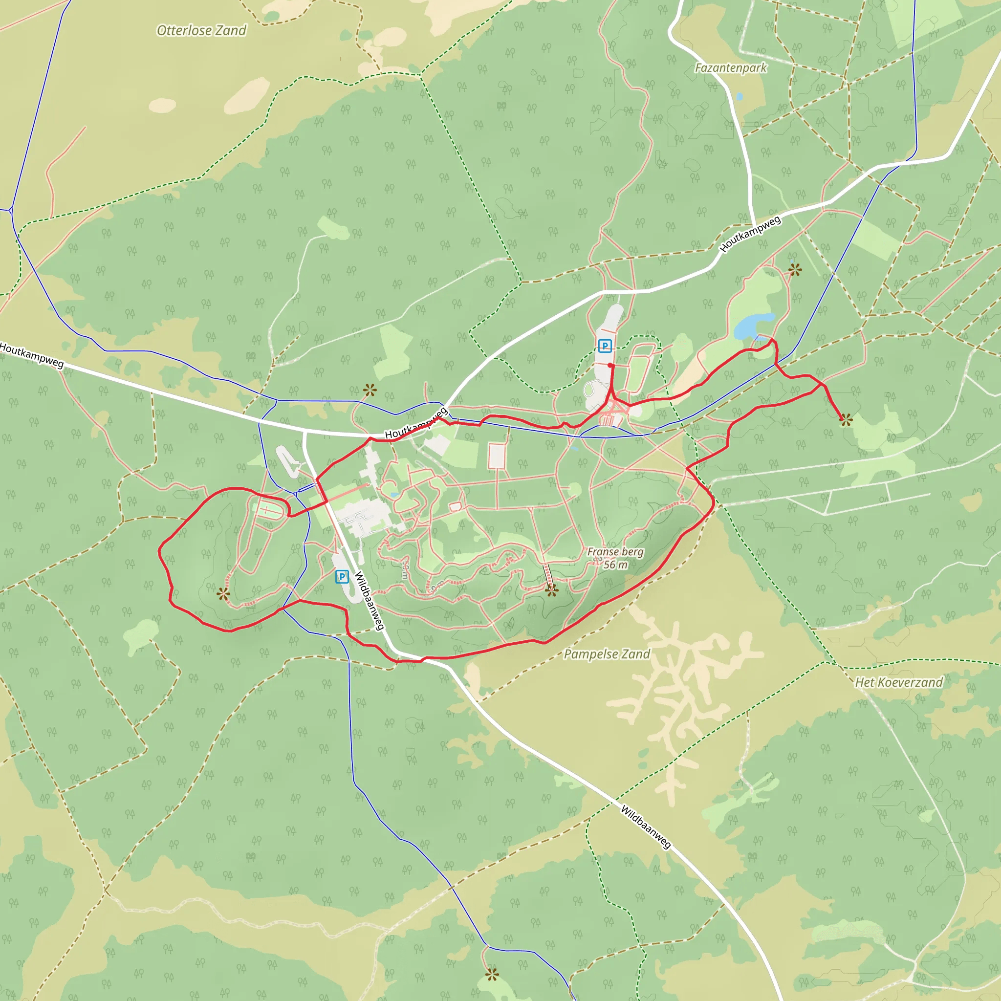 Franse Berg, Pampelse Bossen and Museum Museonder Loop mobile static map
