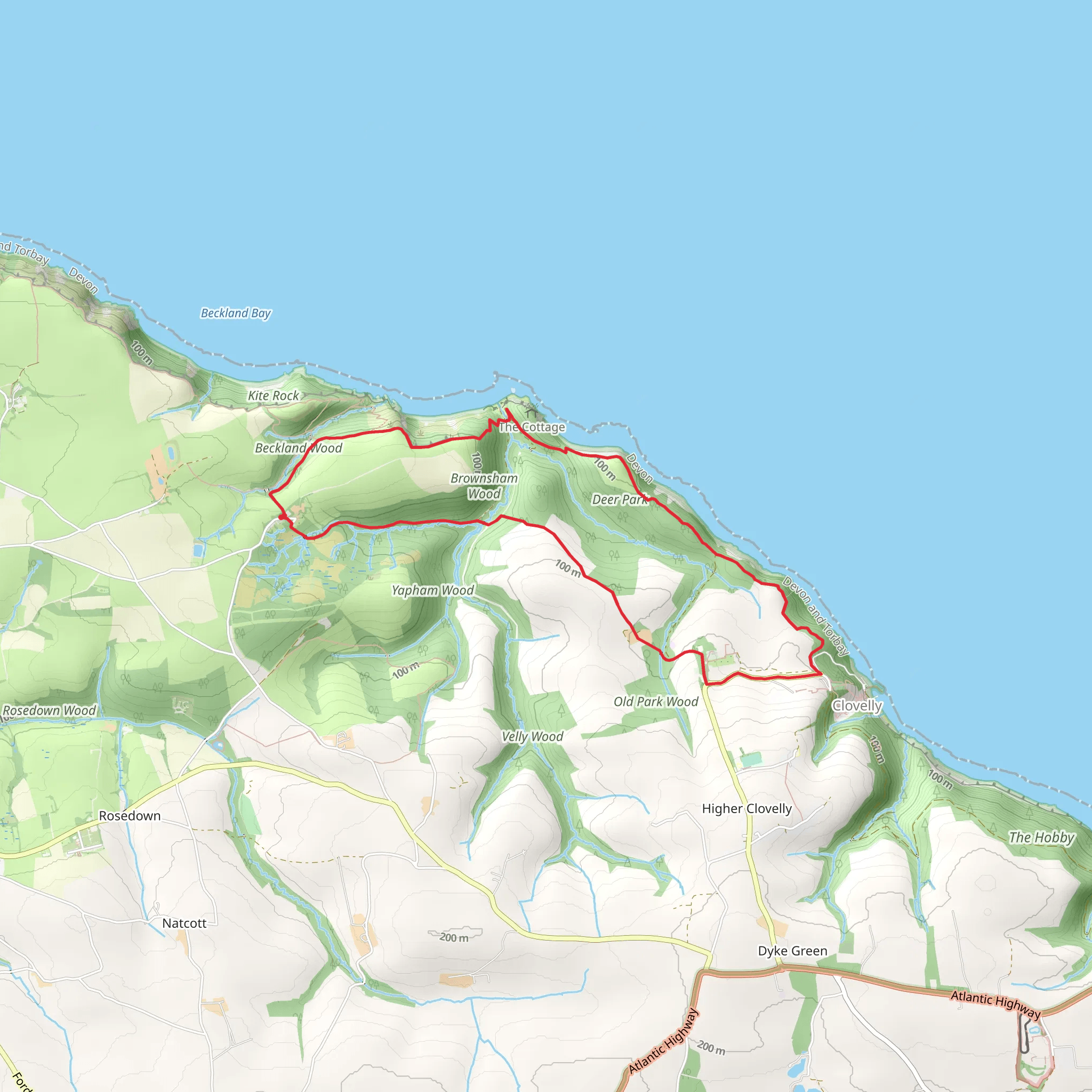 Clovelly and the South West Coast Path mobile static map