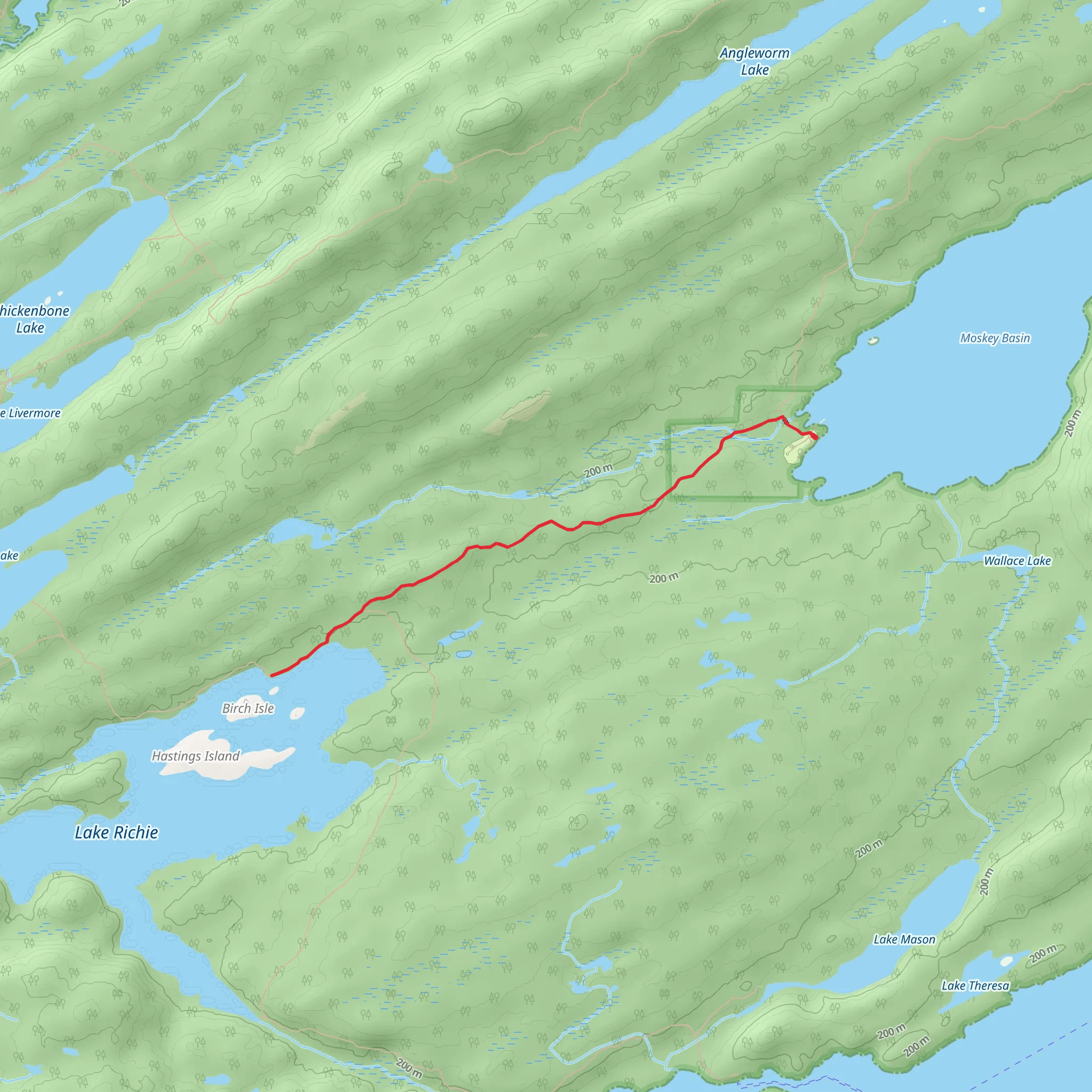 Lake Richie Trail from Moskey Basin mobile static map