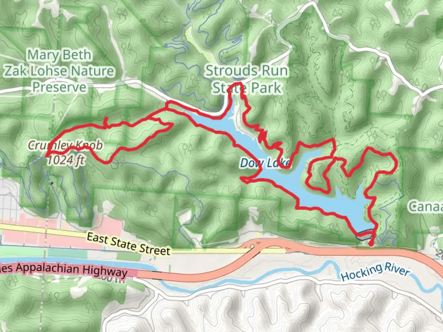 An image depicting the trail Dow Lake, Finger Rock and Trace Loop Trail and its surrounding area.