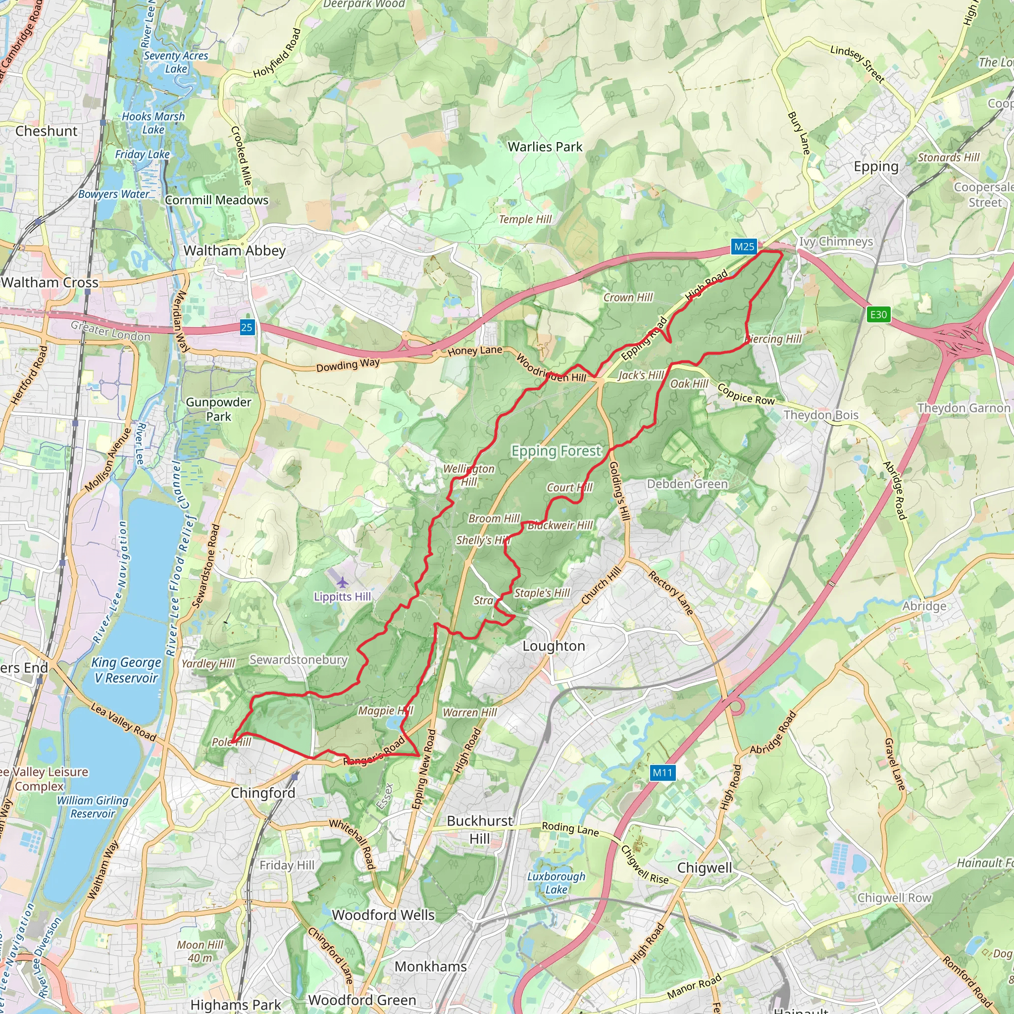 Connaught Water and Strawberry Hill Loop mobile static map