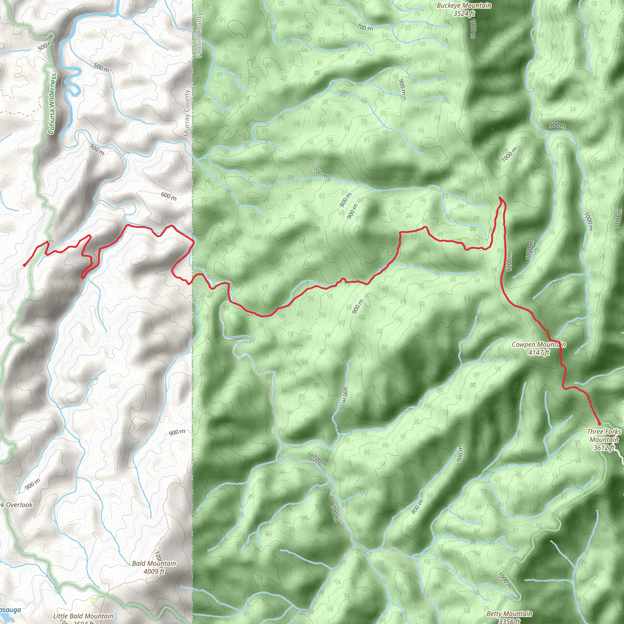 Hickory Creek, Panther Creek and East Cowpen mobile static map