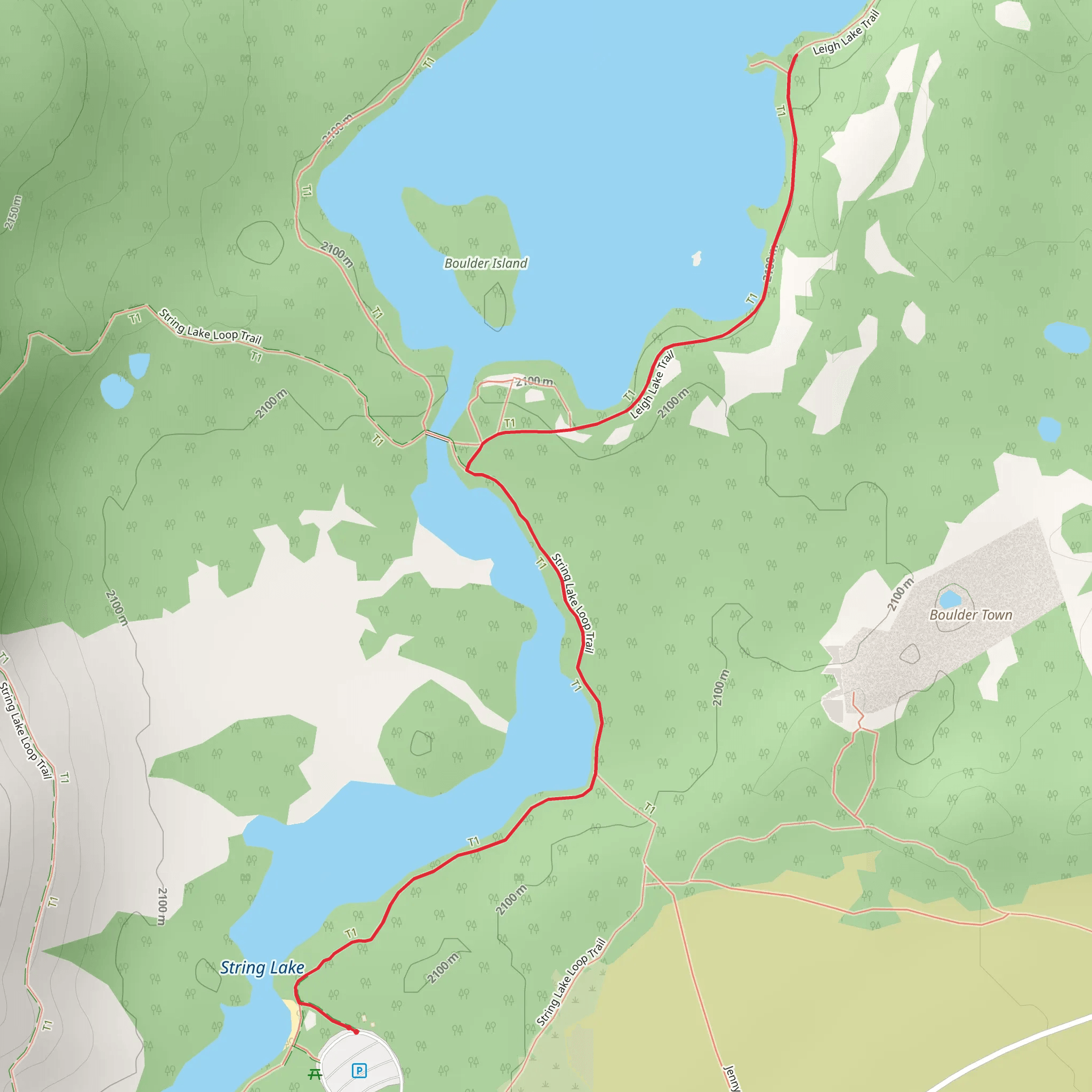 Leigh Lake via Teton Crest Trail mobile static map