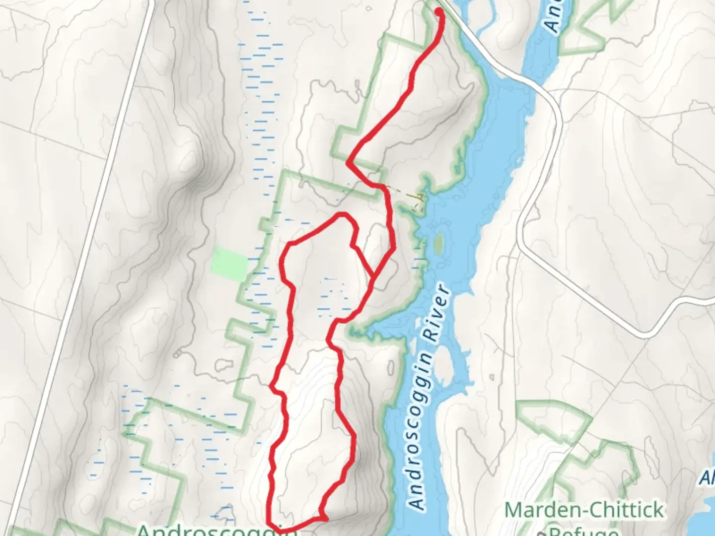 An image depicting the trail Androscoggin Riverlands State Park Loop and its surrounding area.
