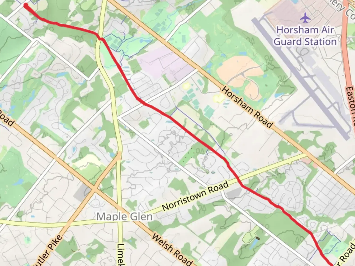 An image depicting the trail Horsham Power Line Trail and its surrounding area.