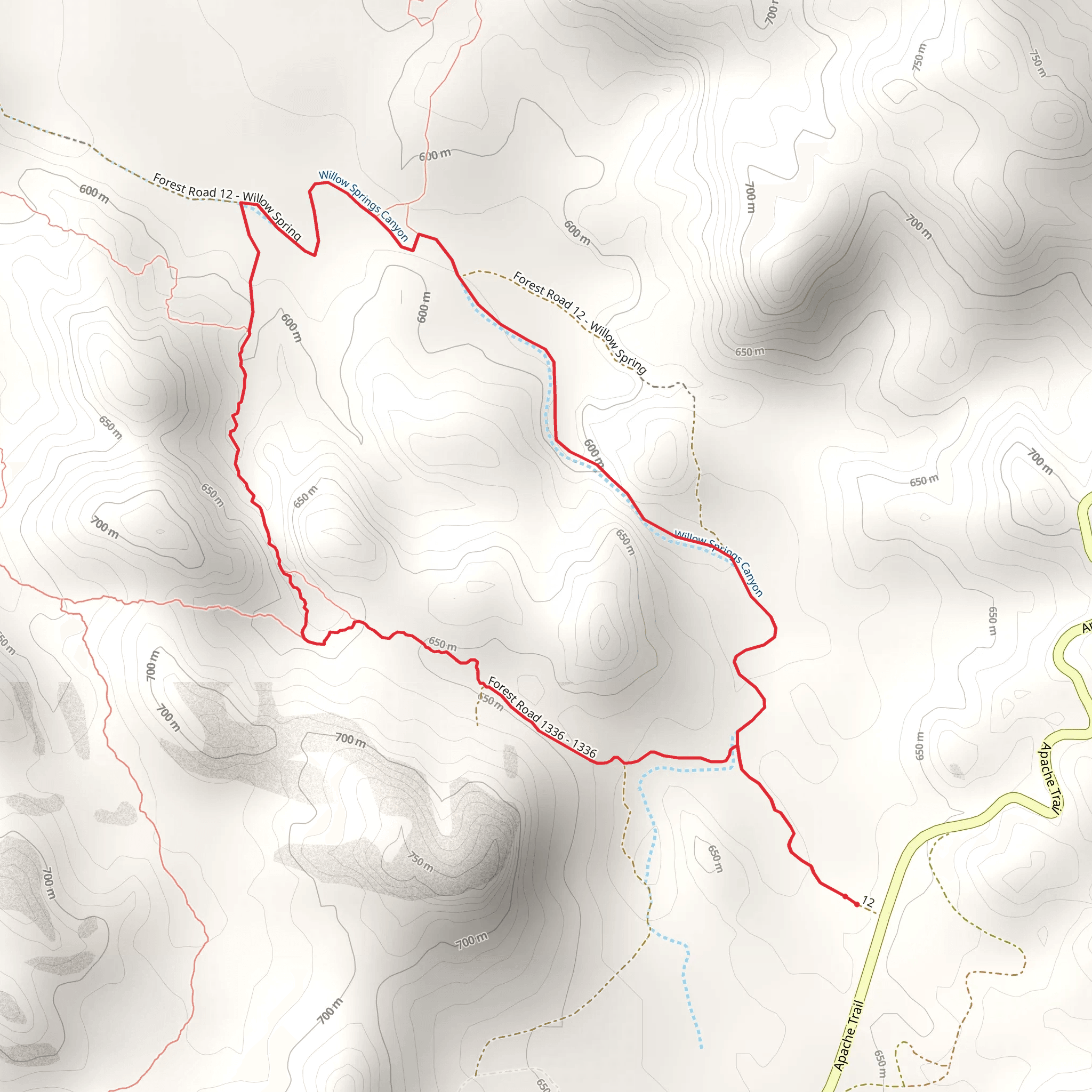 Willow Springs Canyon Loop mobile static map