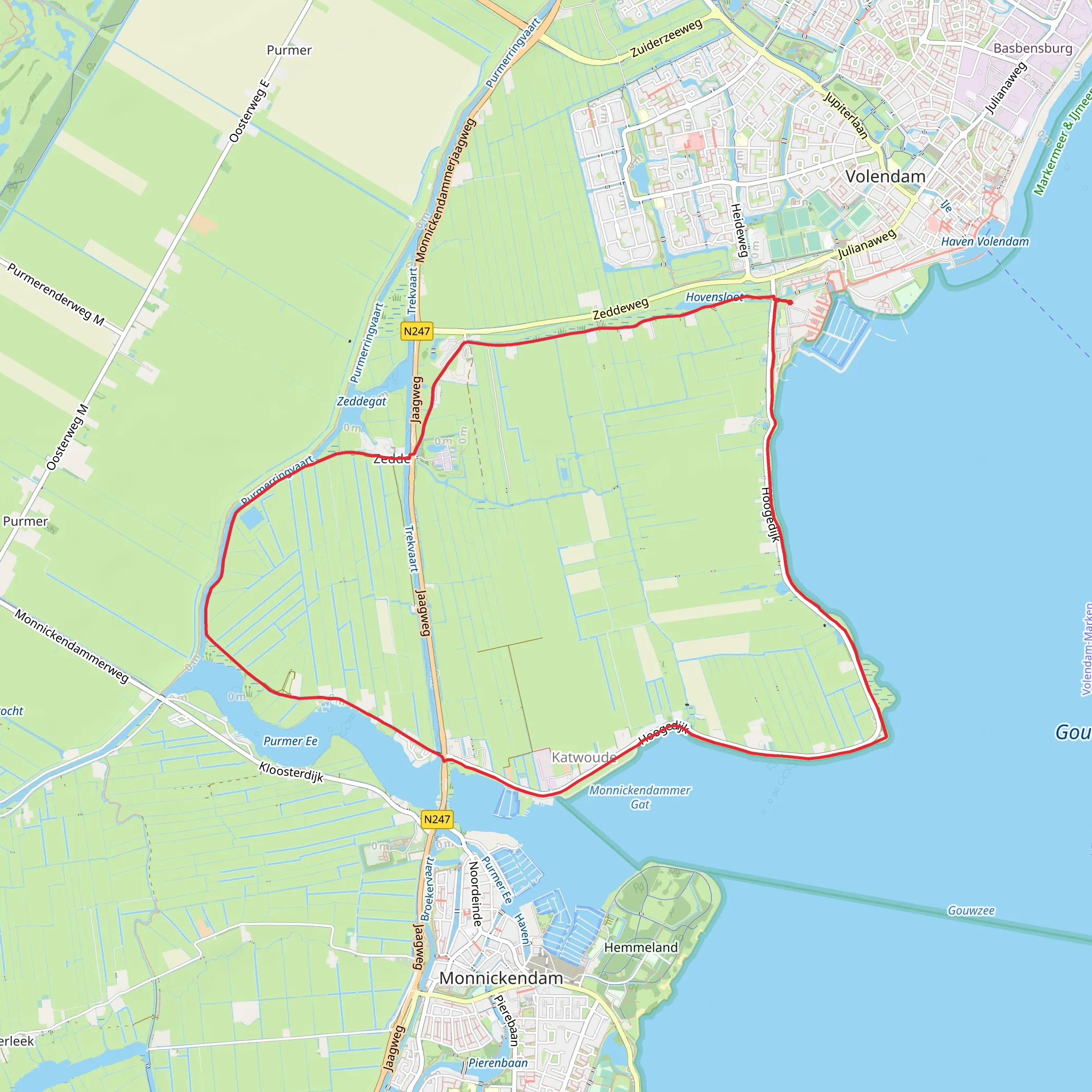 Monnickendammergat and Polder Katwoude Hogedijk Loop mobile static map