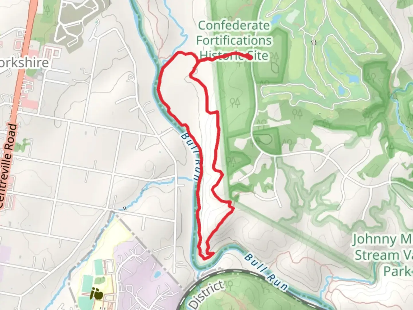 An image depicting the trail Alongside Bull Run Trail and Bull run Occoquan Loop Trail and its surrounding area.